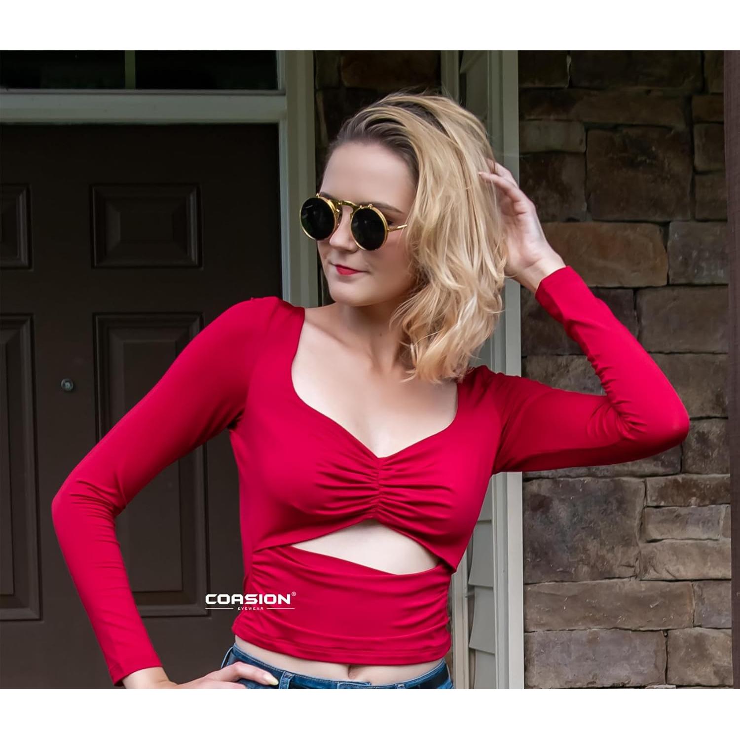 Gafas de sol redondas vintage COASION UV400 para hombres y mujeres