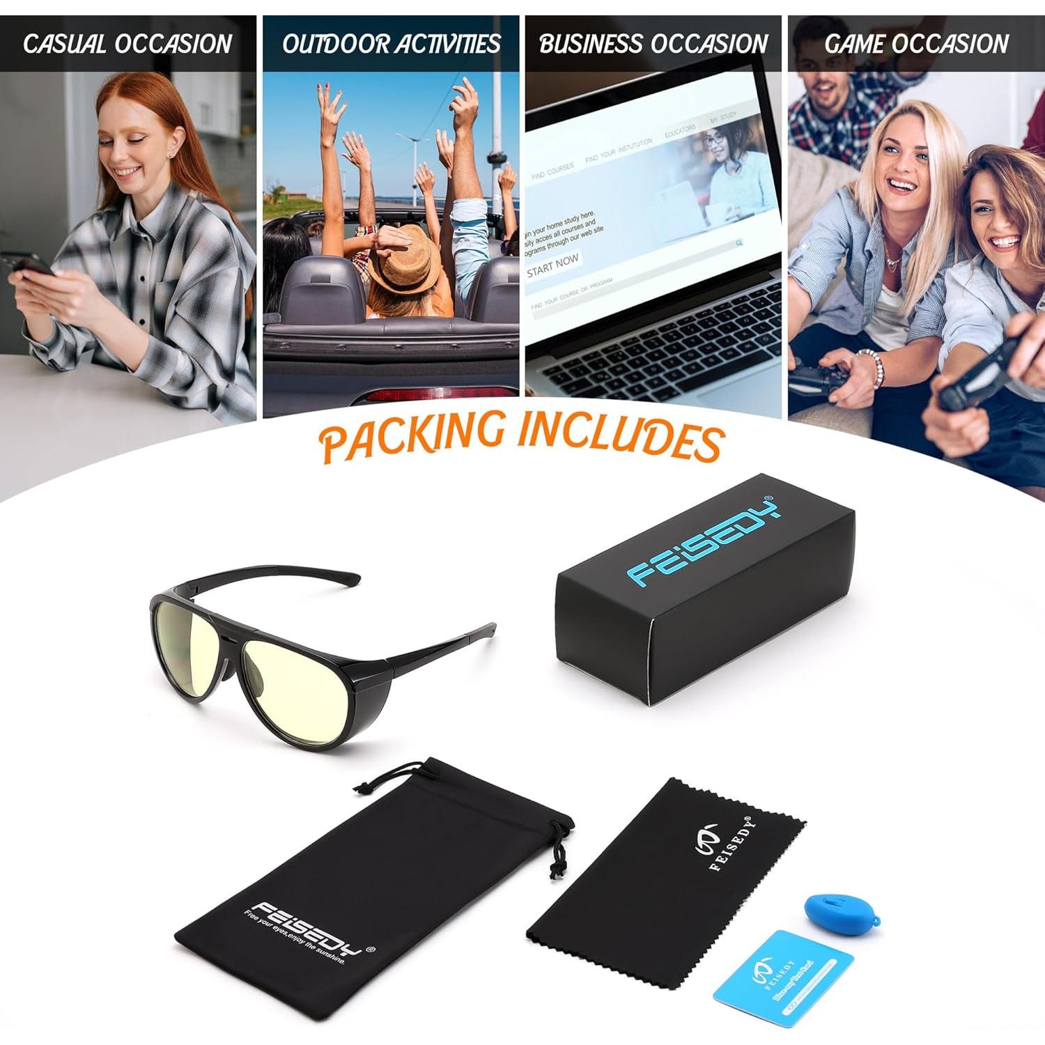 Gafas de Juego FEISEDY G0095 Anti Luz Azul Marco Negro