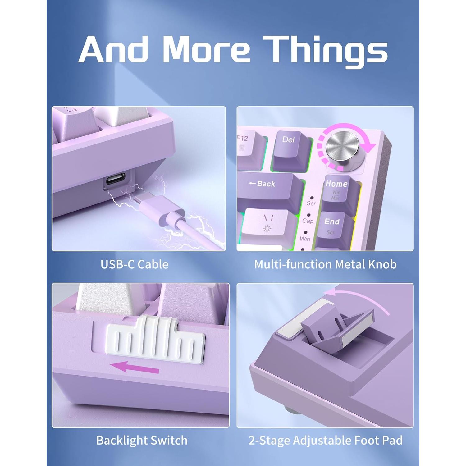 Teclado Mecánico MageGee SKY81 75% RGB Violeta Personalizado