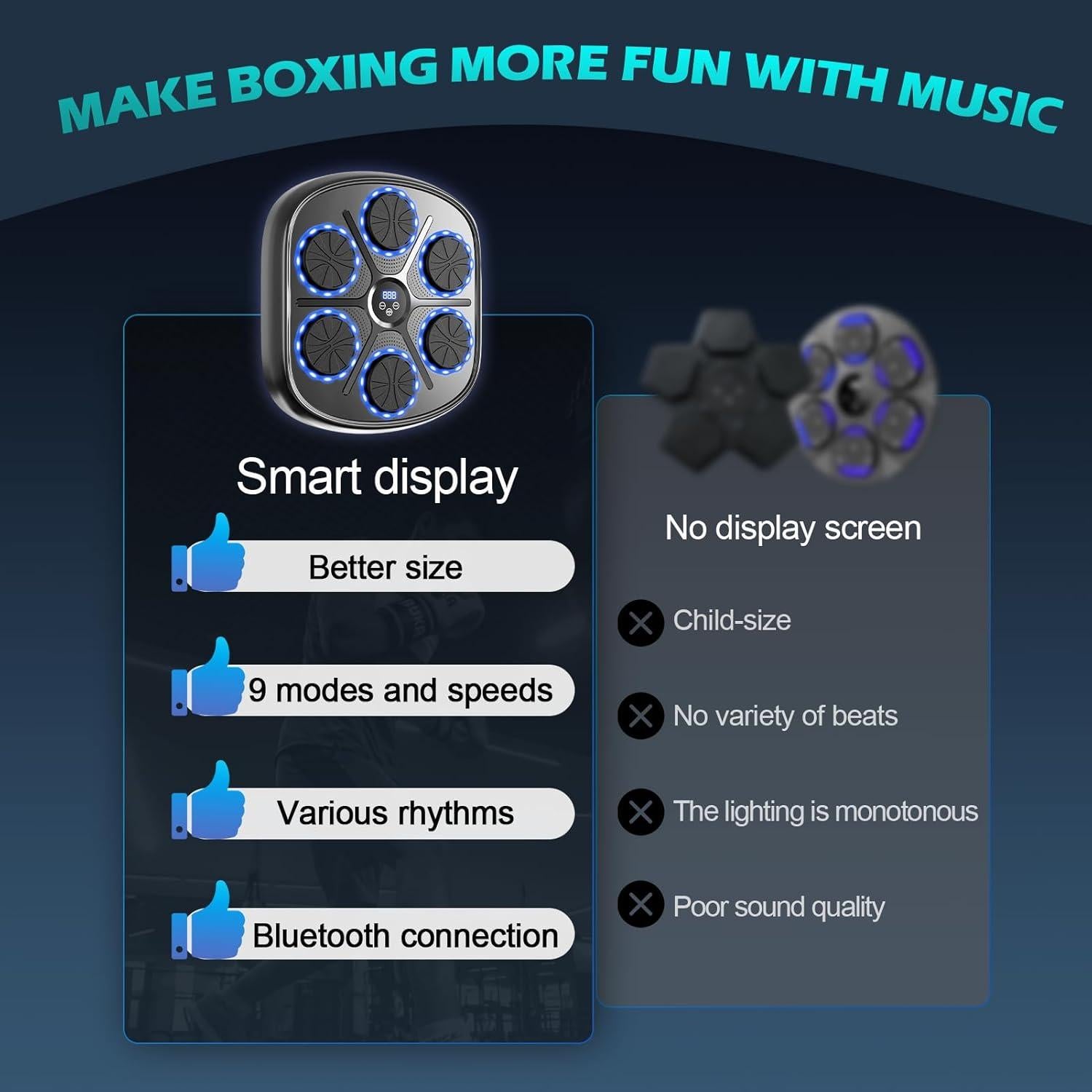 Máquina de Boxeo Musical BOLUPO 9 Modos y Pantalla LED