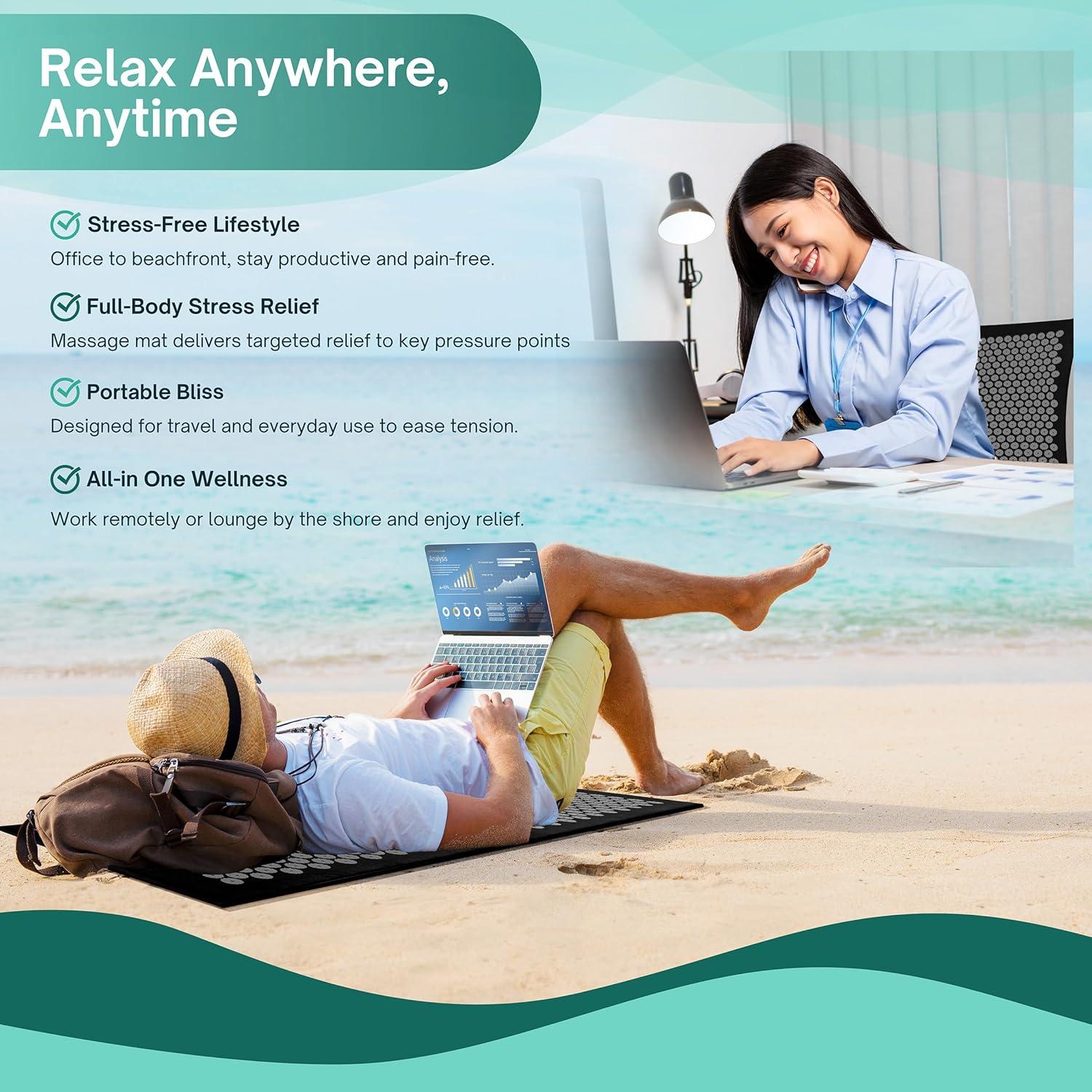 Juego de Mat y Almohada de Acupresión Sivan - Alivio Dolor y Estrés