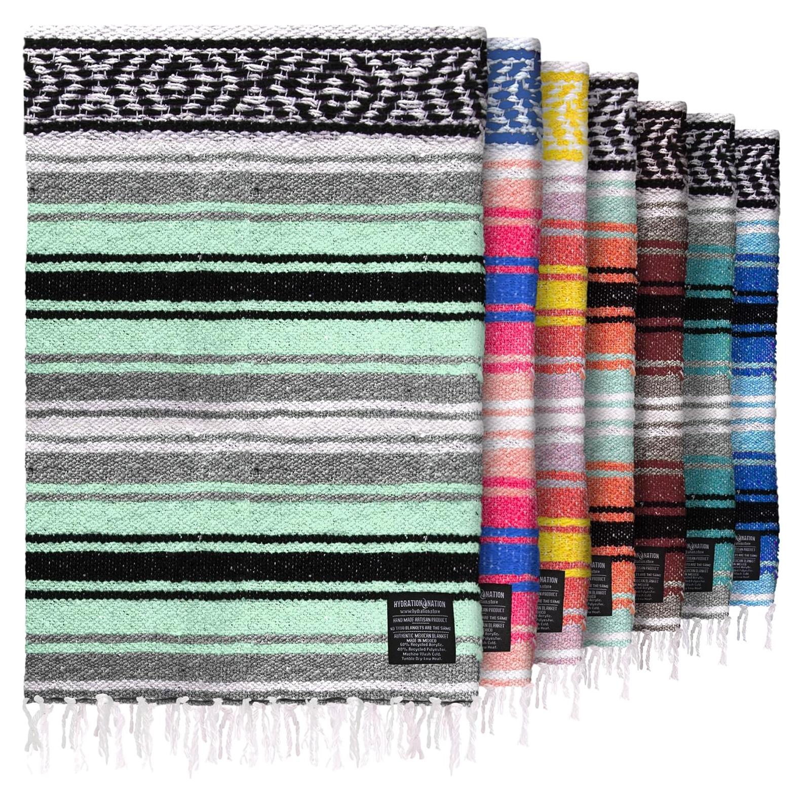 Manta Mexicana Hecha a Mano Nación de Hidratación 180x120cm Verde Aqua