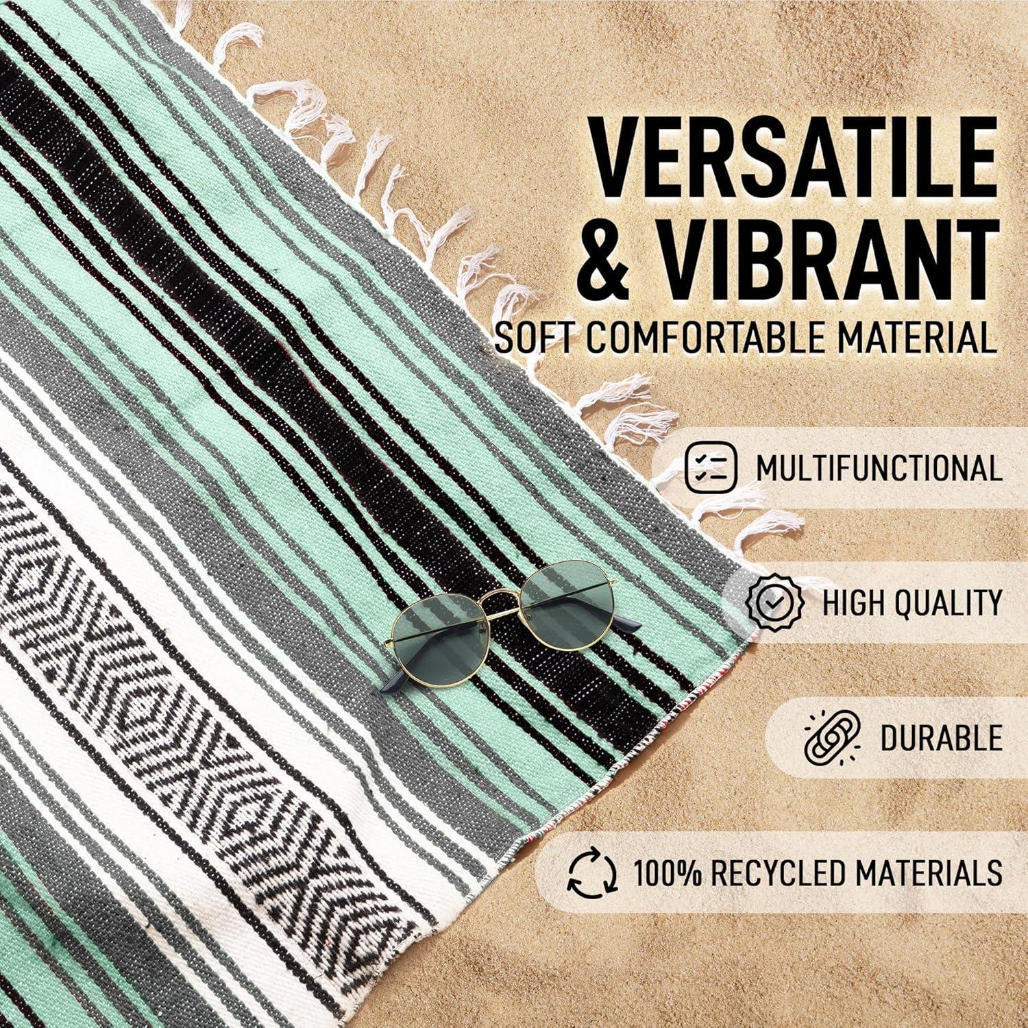 Manta Mexicana Hecha a Mano Nación de Hidratación 180x120cm Verde Aqua