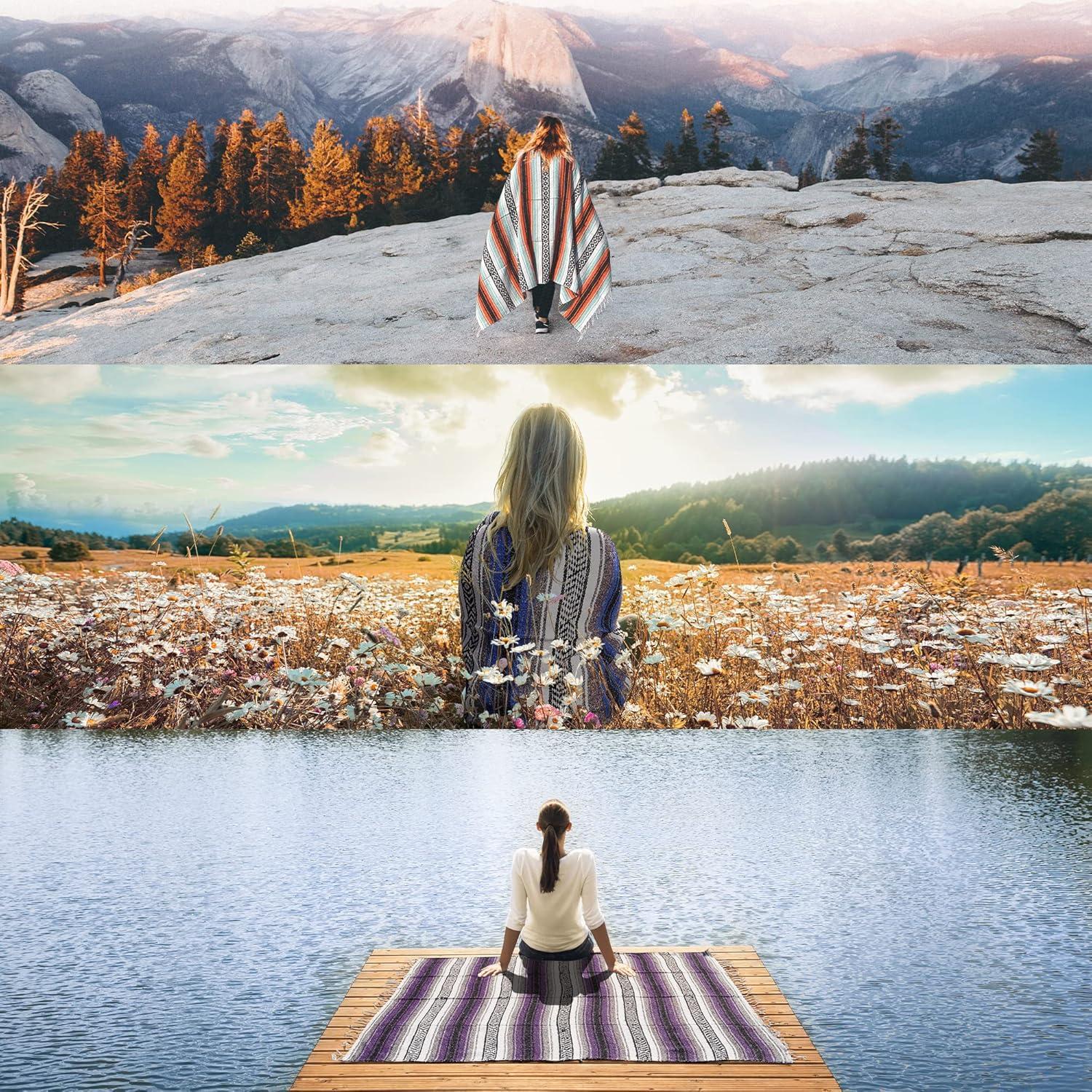 Manta Mexicana Hecha a Mano Nación de Hidratación 180x120cm Verde Aqua