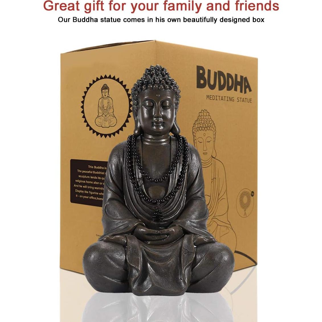 Estatua de Buda Meditador Goodeco 29cm Decoración Zen para Jardín