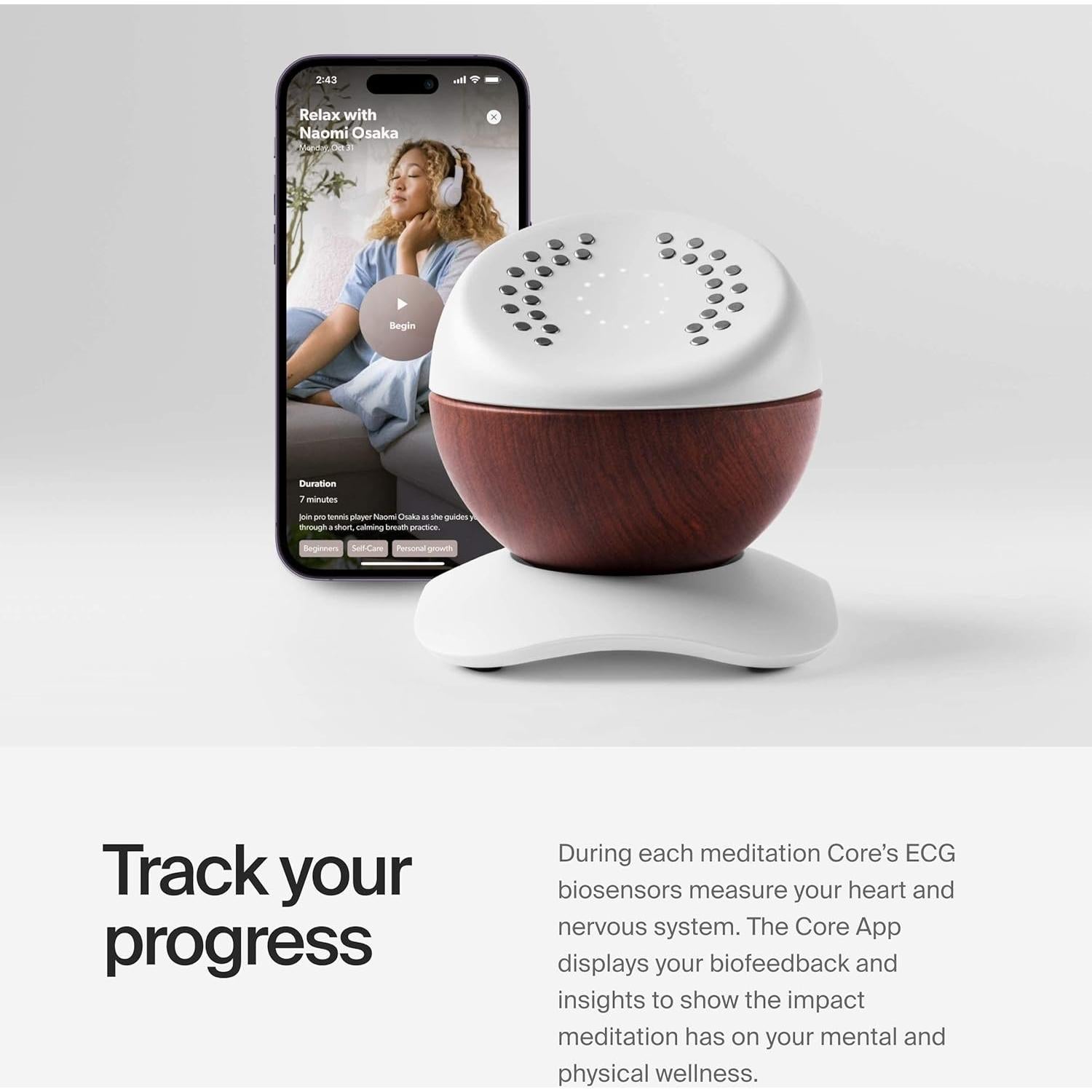 Entrenador de Meditación Core Premium con Sensores ECG y Vibraciones