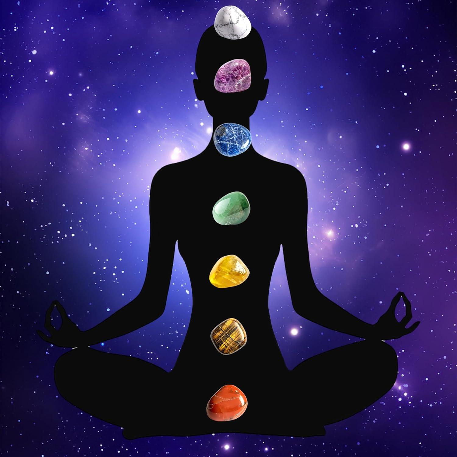 Polished Chakra Stone Set - 0.6", 7 Pcs Handpicked Natural Tumbled Stones and Crystals Bulk for Healing, Reiki, Meditation, Witchcraft and Home Decor, 7-Chakra-Stones-0.6"