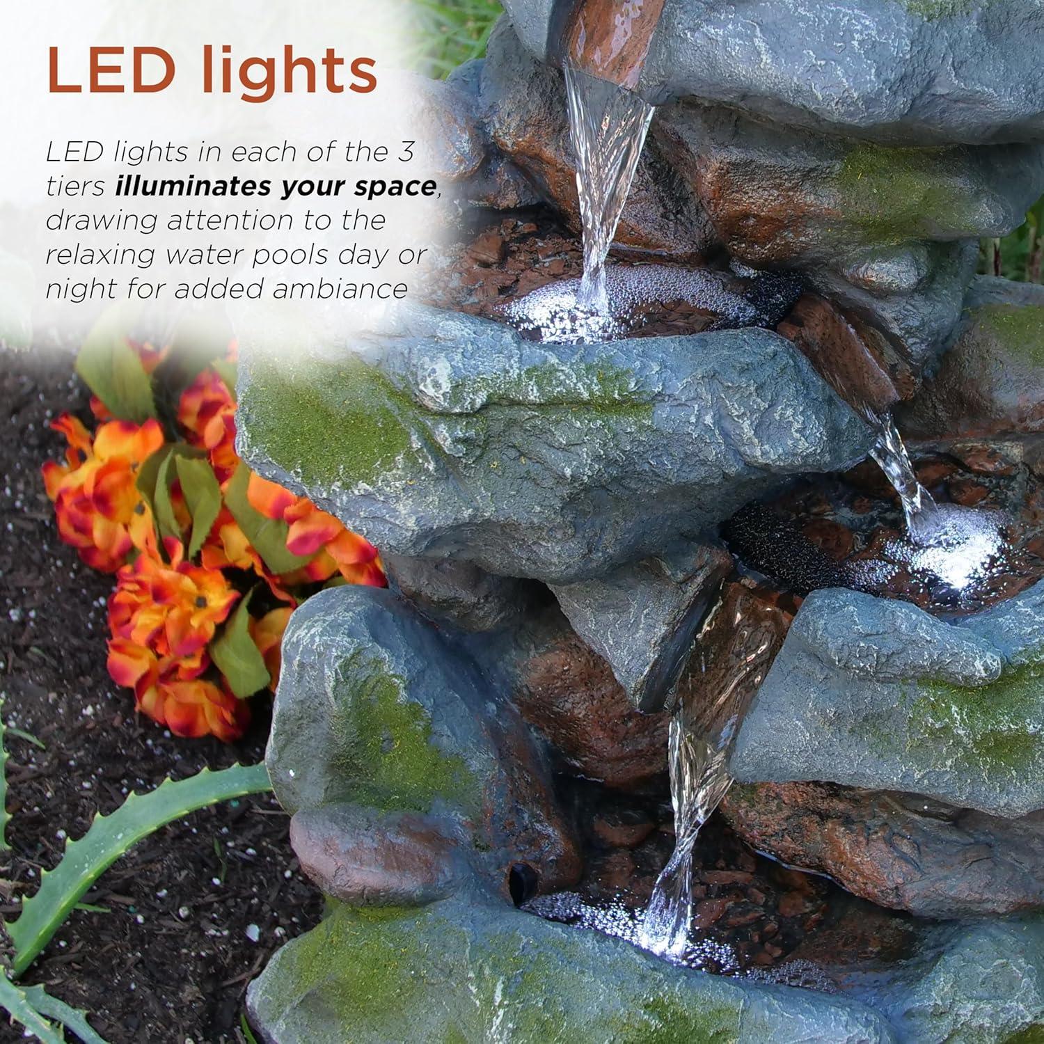 Fuente de Agua en Rocas 3 Niveles Alpine WIN582 con LED
