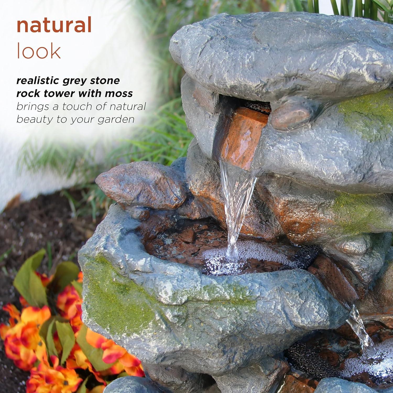 Fuente de Agua en Rocas 3 Niveles Alpine WIN582 con LED