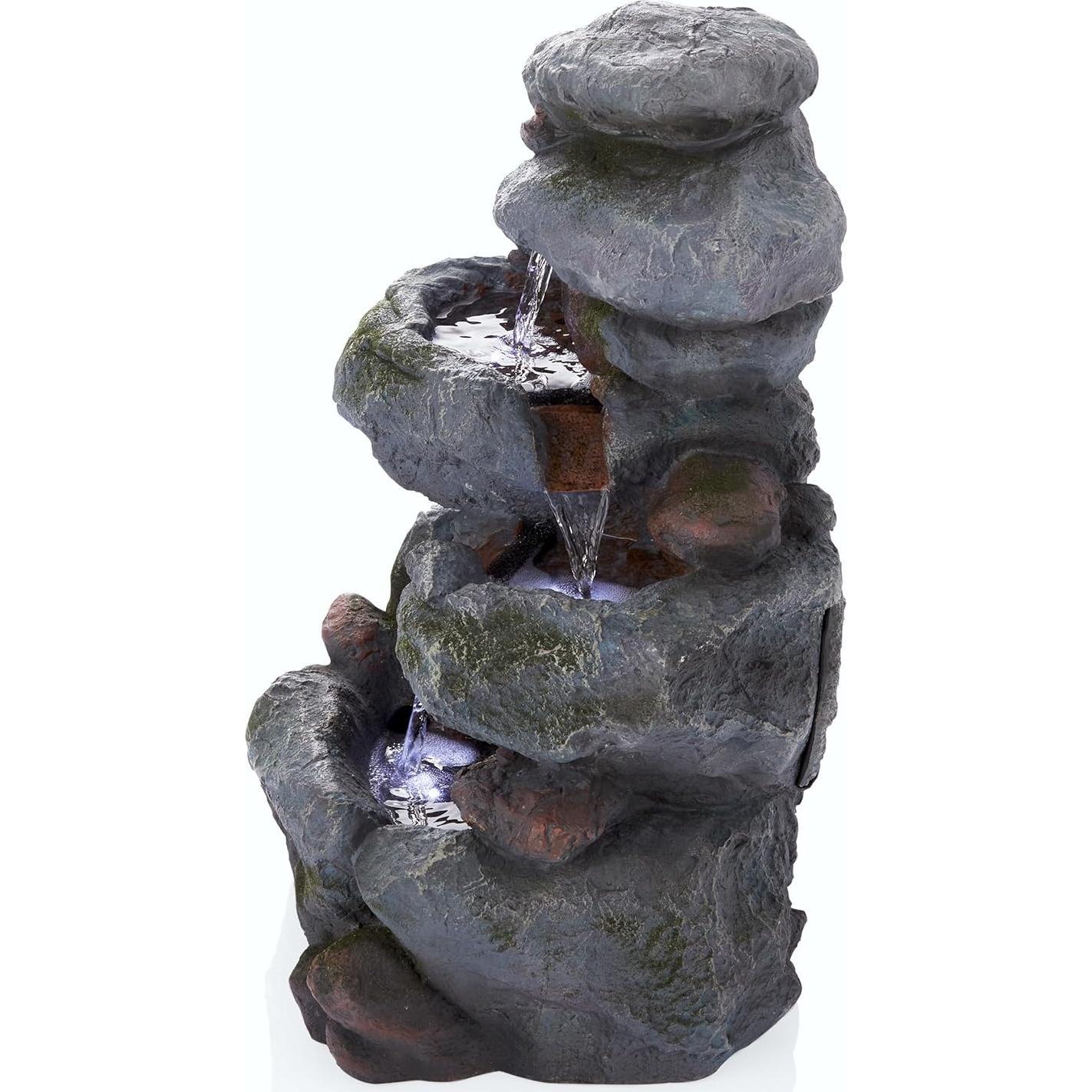 Fuente de Agua en Rocas 3 Niveles Alpine WIN582 con LED