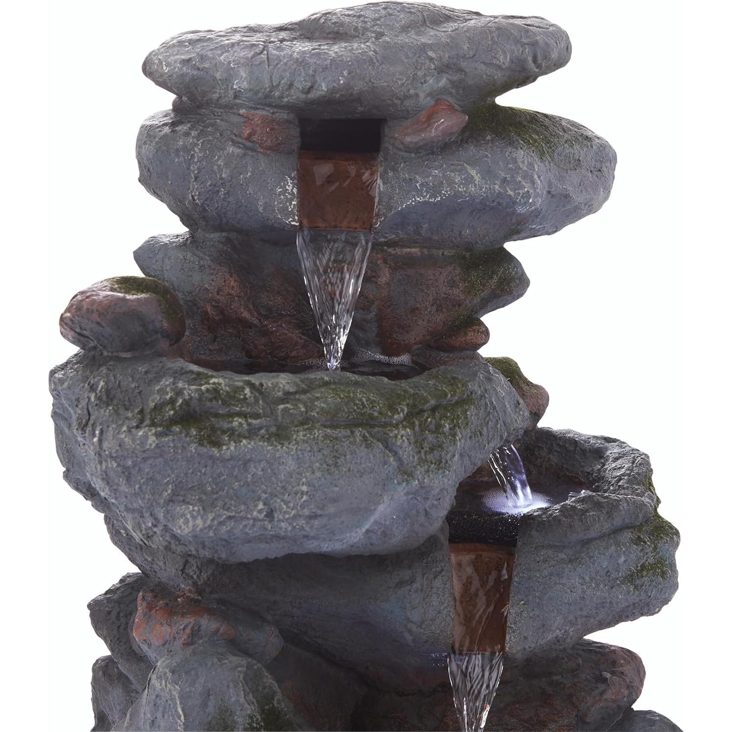 Fuente de Agua en Rocas 3 Niveles Alpine WIN582 con LED