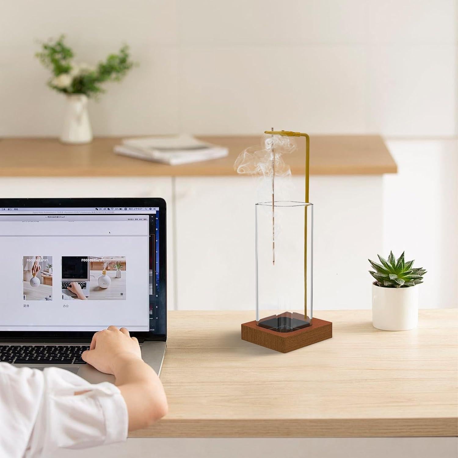 Juego de 2 Soportes para Incienso Hadwoer de Vidrio Cuadrado