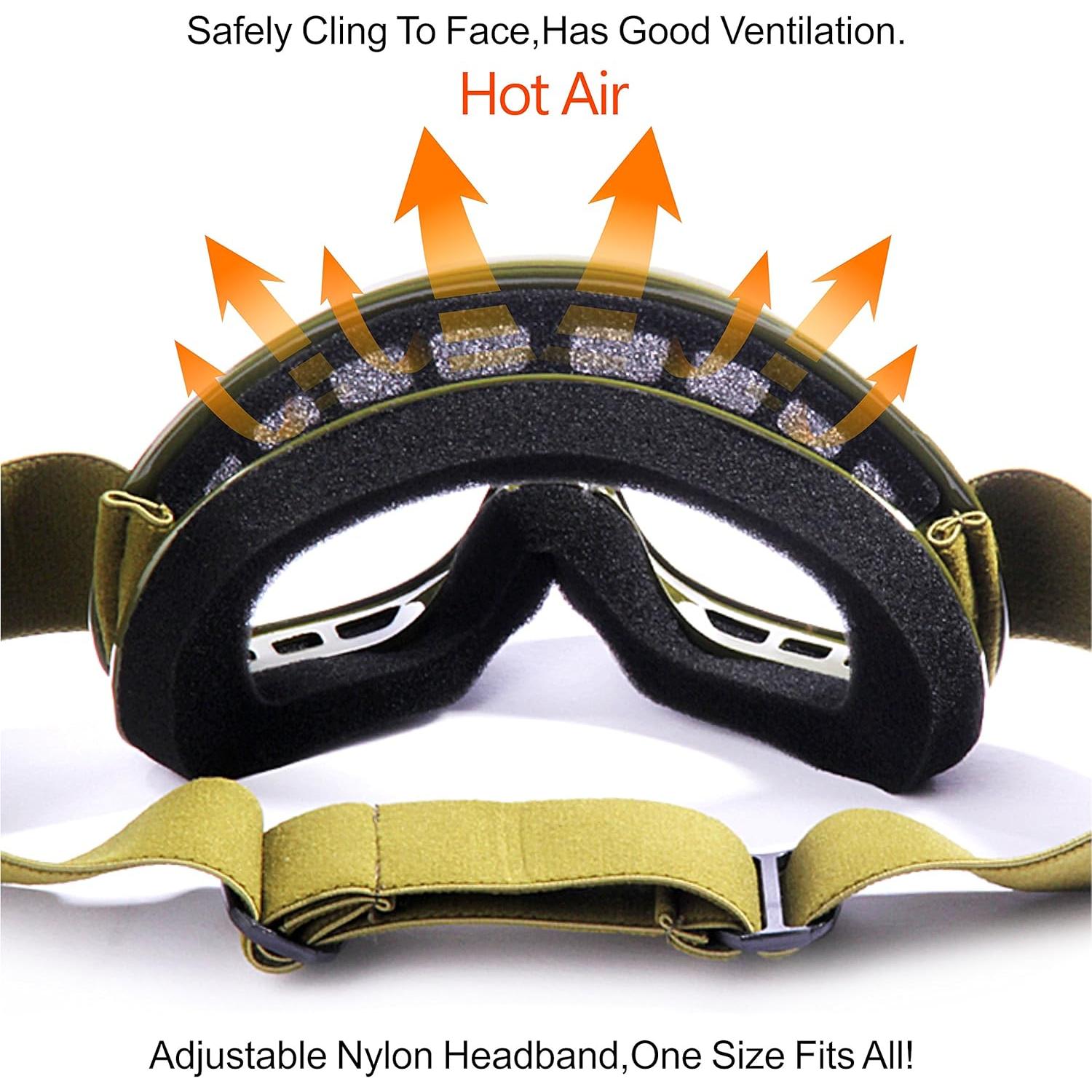 Gafas de Motocross GLX YH15 Antivaho para Niños Verde Militar