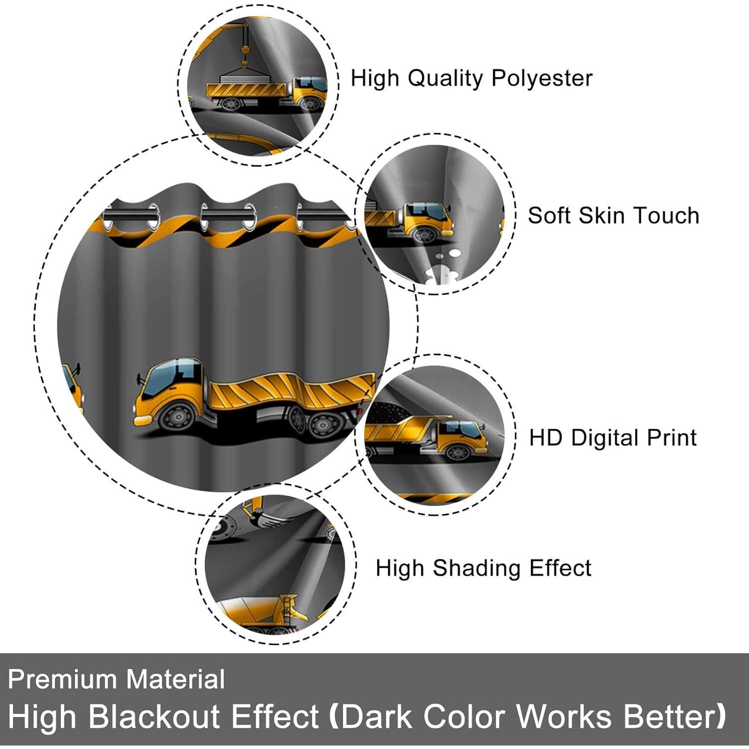 Cortinas Opacas Baocicco Grises 2 Paneles 42x63 cm Vehículo