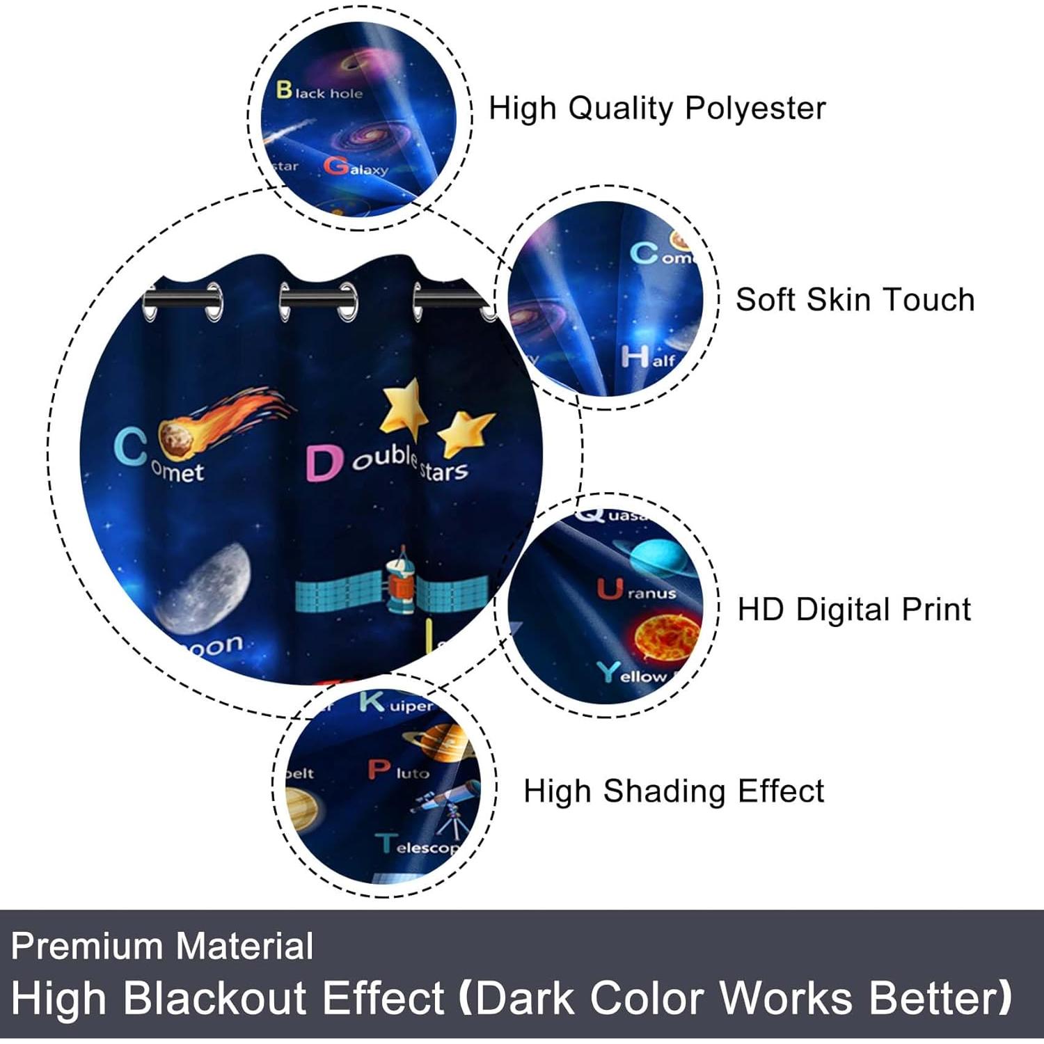 Cortinas Opacas Baocicco 2 Paneles Galaxia 135x160 cm