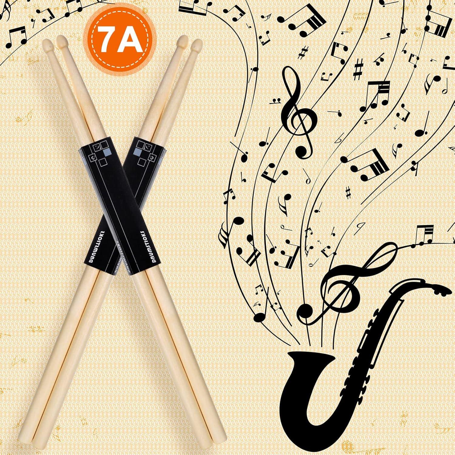 20 Pares de Palillos de Batería Arce 7A Punta Ovalada