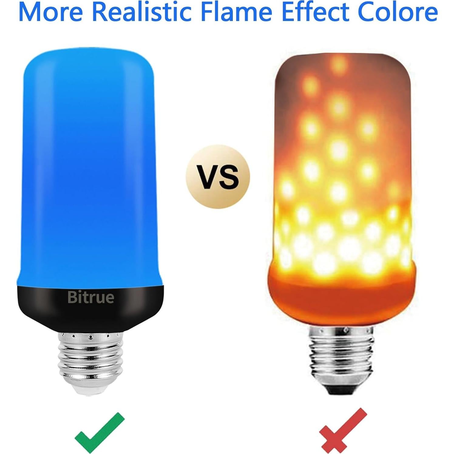 Bombillas LED de Llama Bitrue Azul 2 Paquete Efecto Fuego