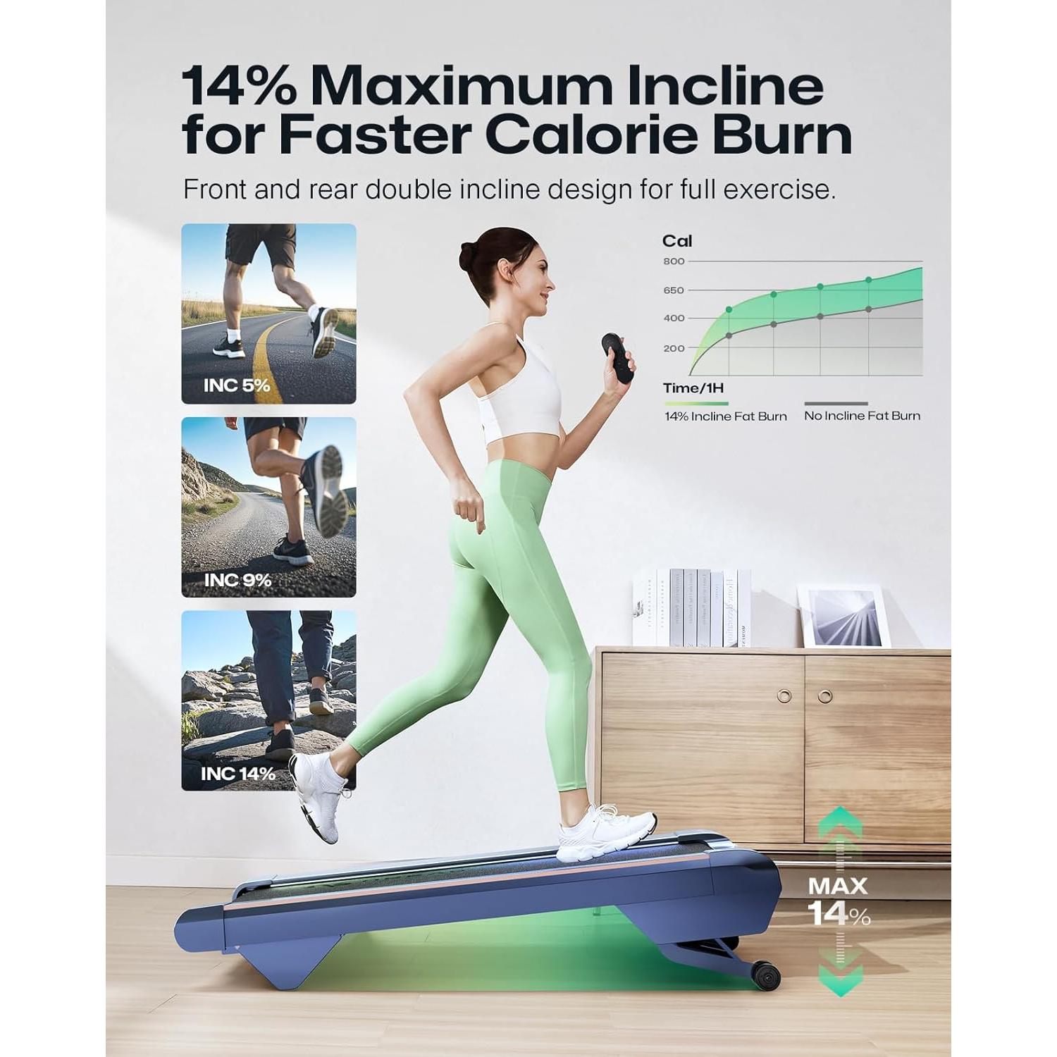 Cinta de Correr UREVO URTM038 Azul con Inclinación 14%