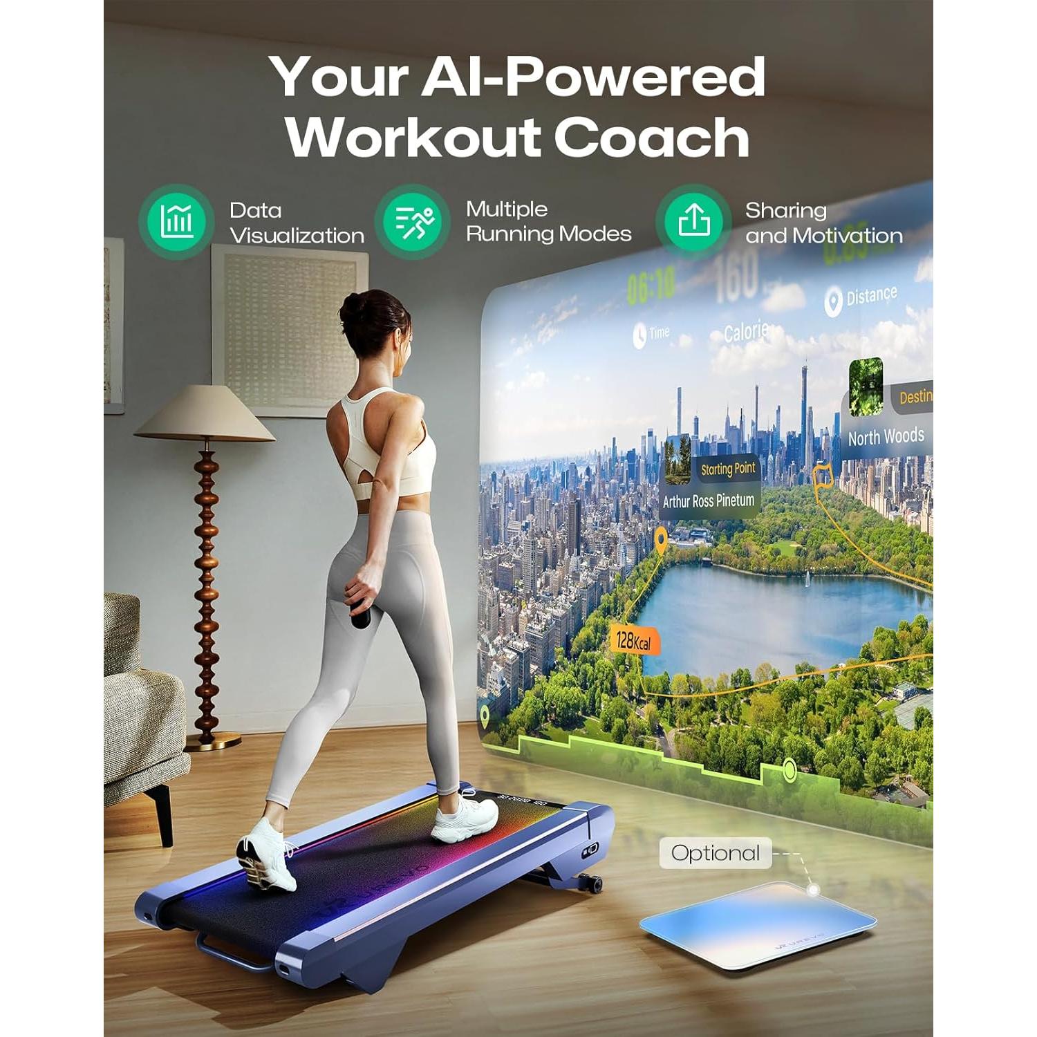 Cinta de Correr UREVO URTM038 Azul con Inclinación 14%