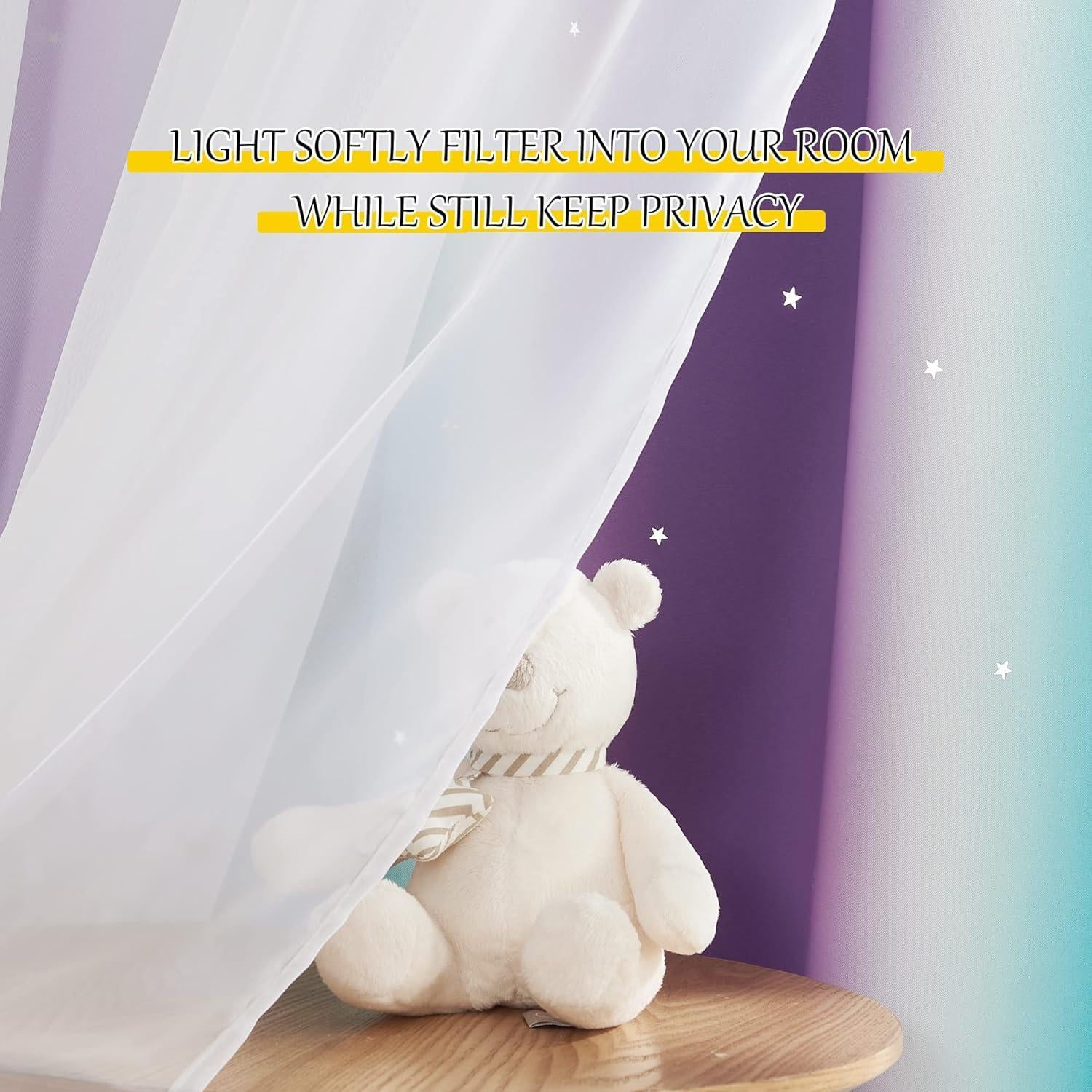 Cortinas Opacas NICETOWN 2 Paneles 86.36x213.36 cm Verde/Púrpura