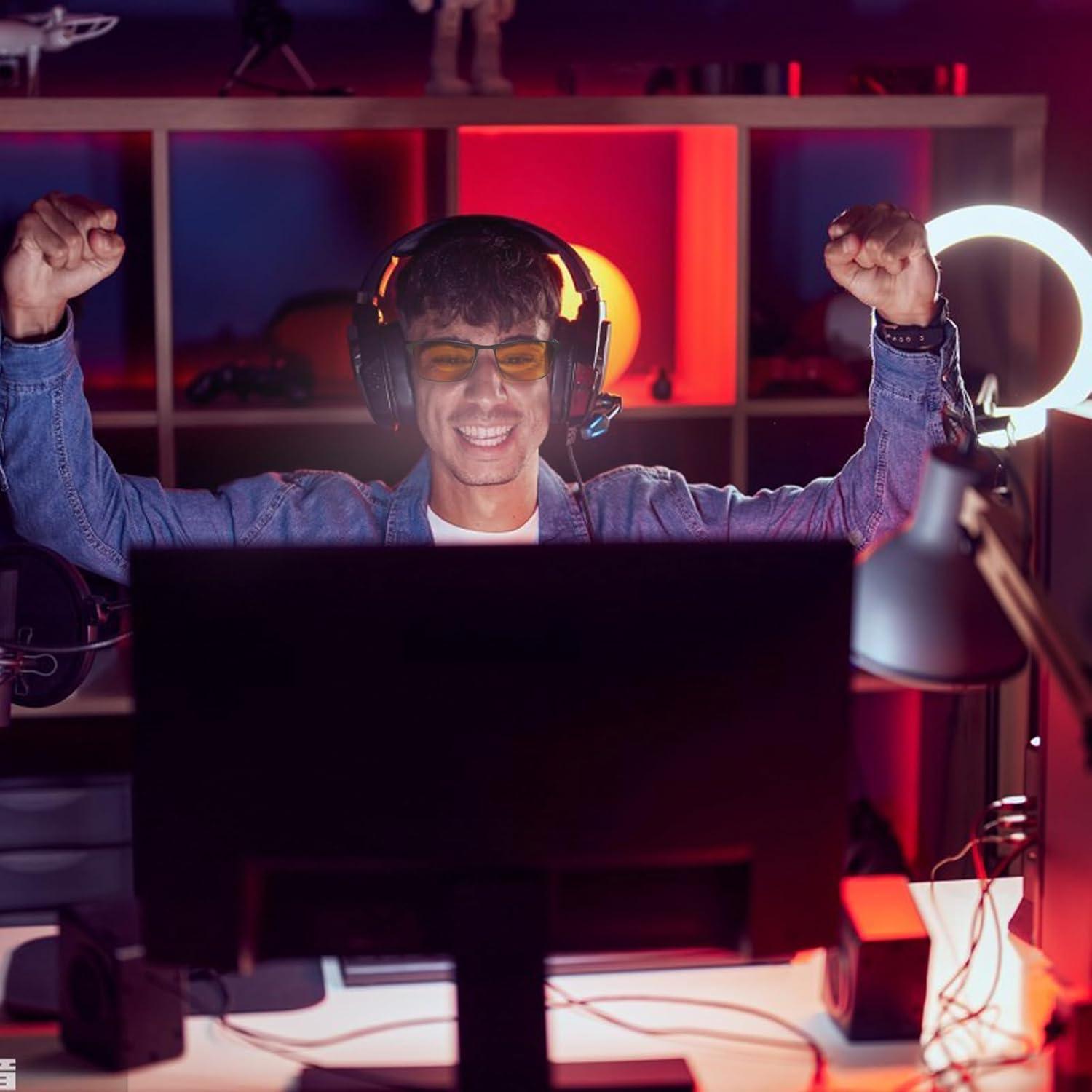 Gafas de Bloqueo de Luz Azul MIRYEA UV400 Ámbar para Juego