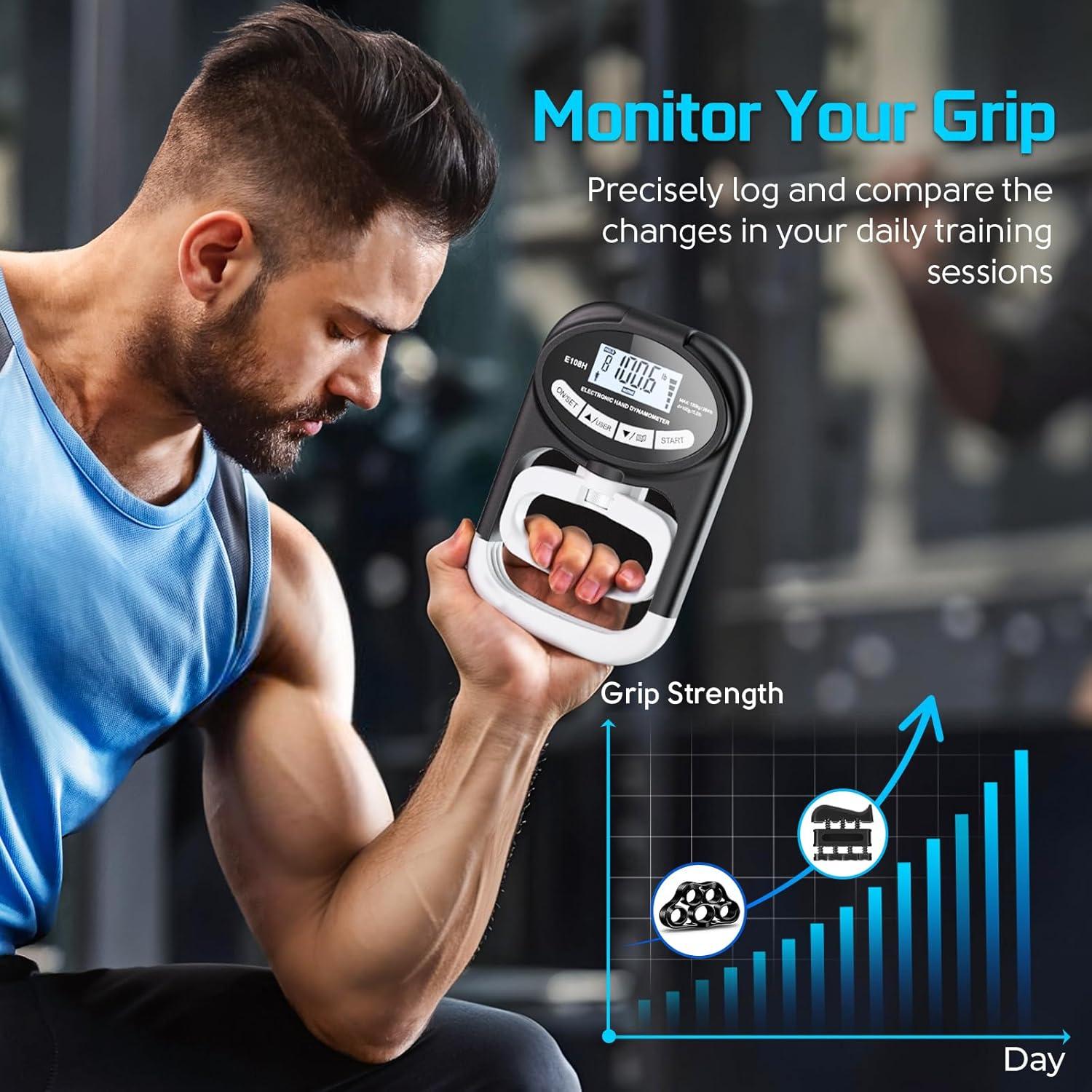 Entrenador de Fuerza de Agarre Enaud con Dinamómetro Digital 120 kg