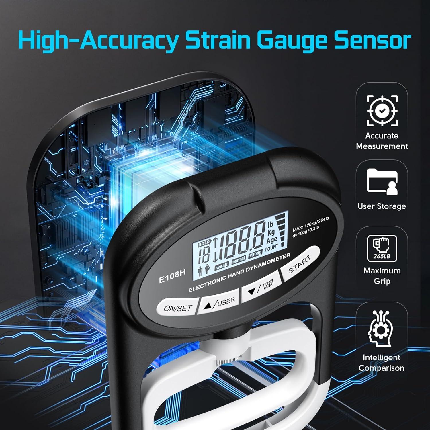 Entrenador de Fuerza de Agarre Enaud con Dinamómetro Digital 120 kg