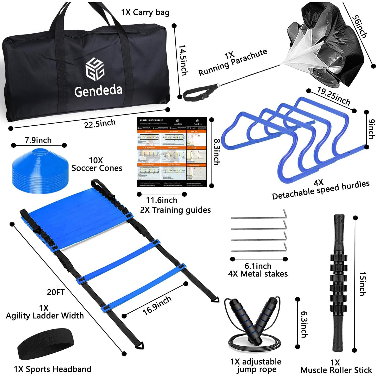 Equipo de Entrenamiento de Velocidad Gendeda con Escalera y Vallas