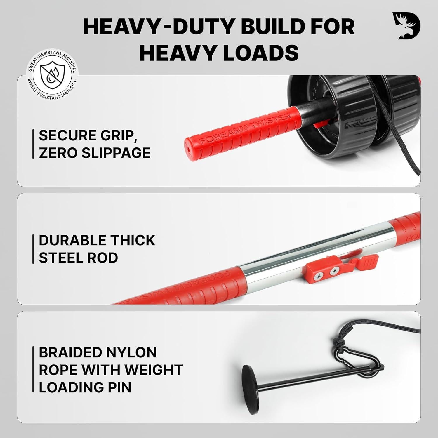 Fortalecedor de Antebrazo DMoose Fitness 2 en 1 con Rodillo