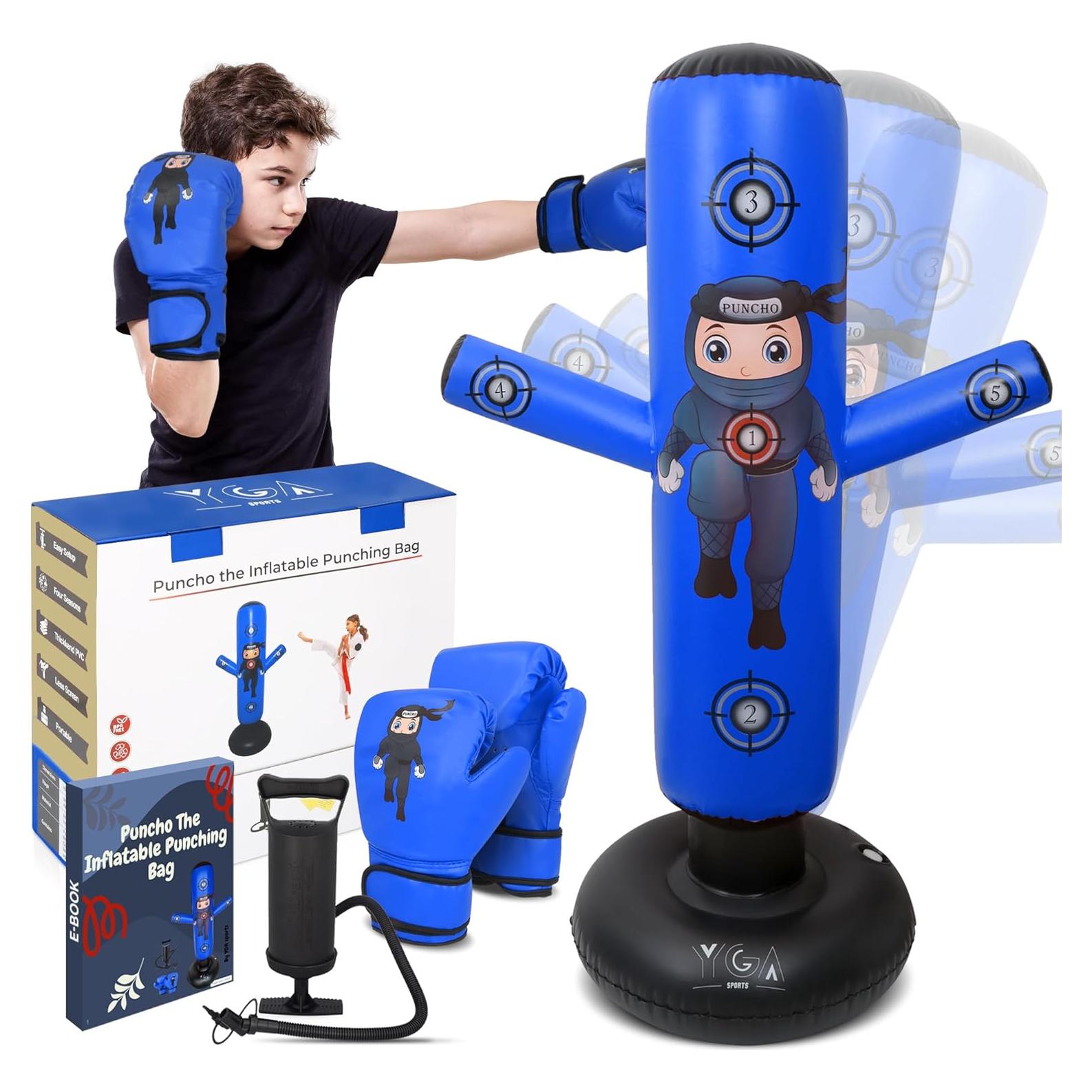 Saco de Boxeo Inflable para Niños YGA Sports 160 cm con Guantes