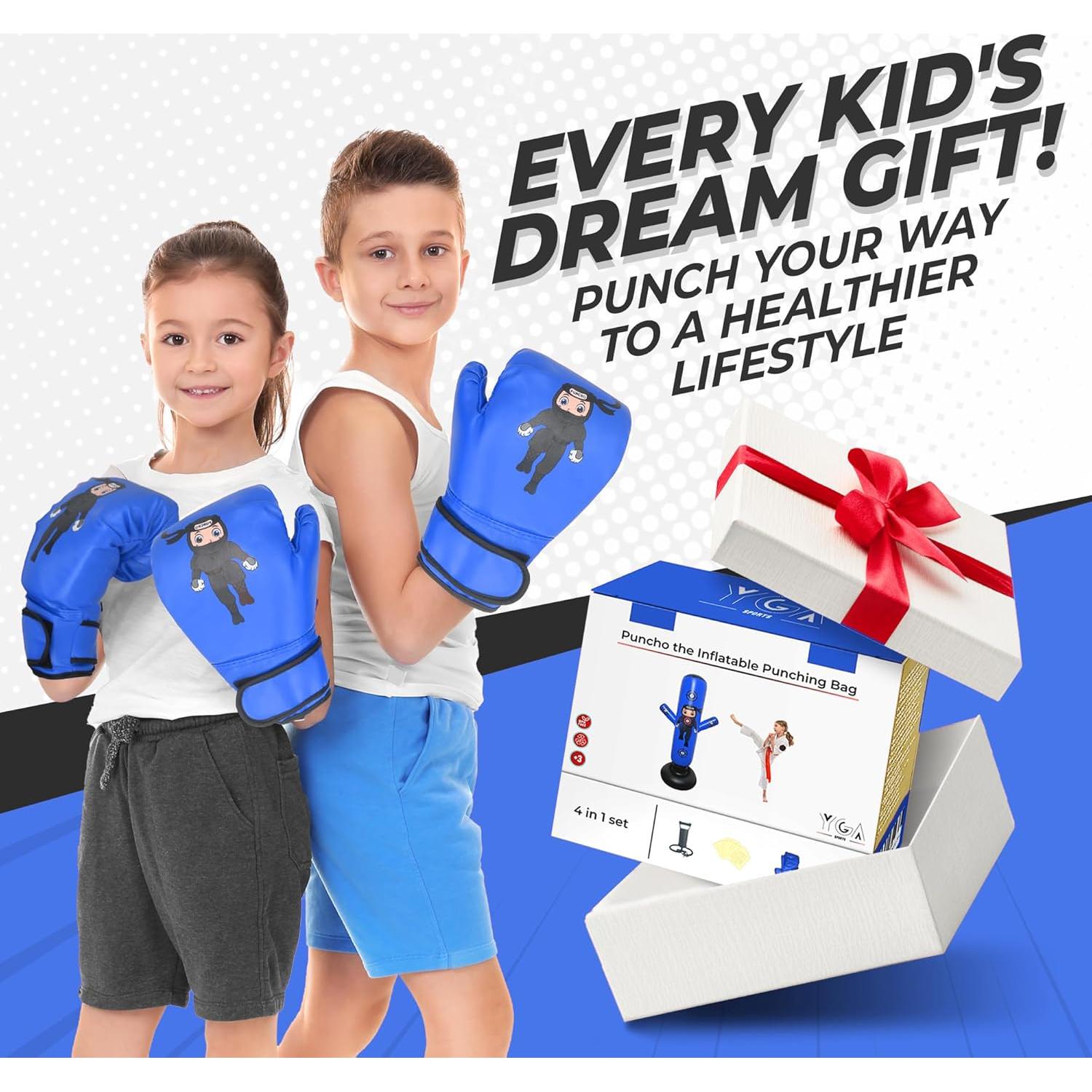Saco de Boxeo Inflable para Niños YGA Sports 160 cm con Guantes