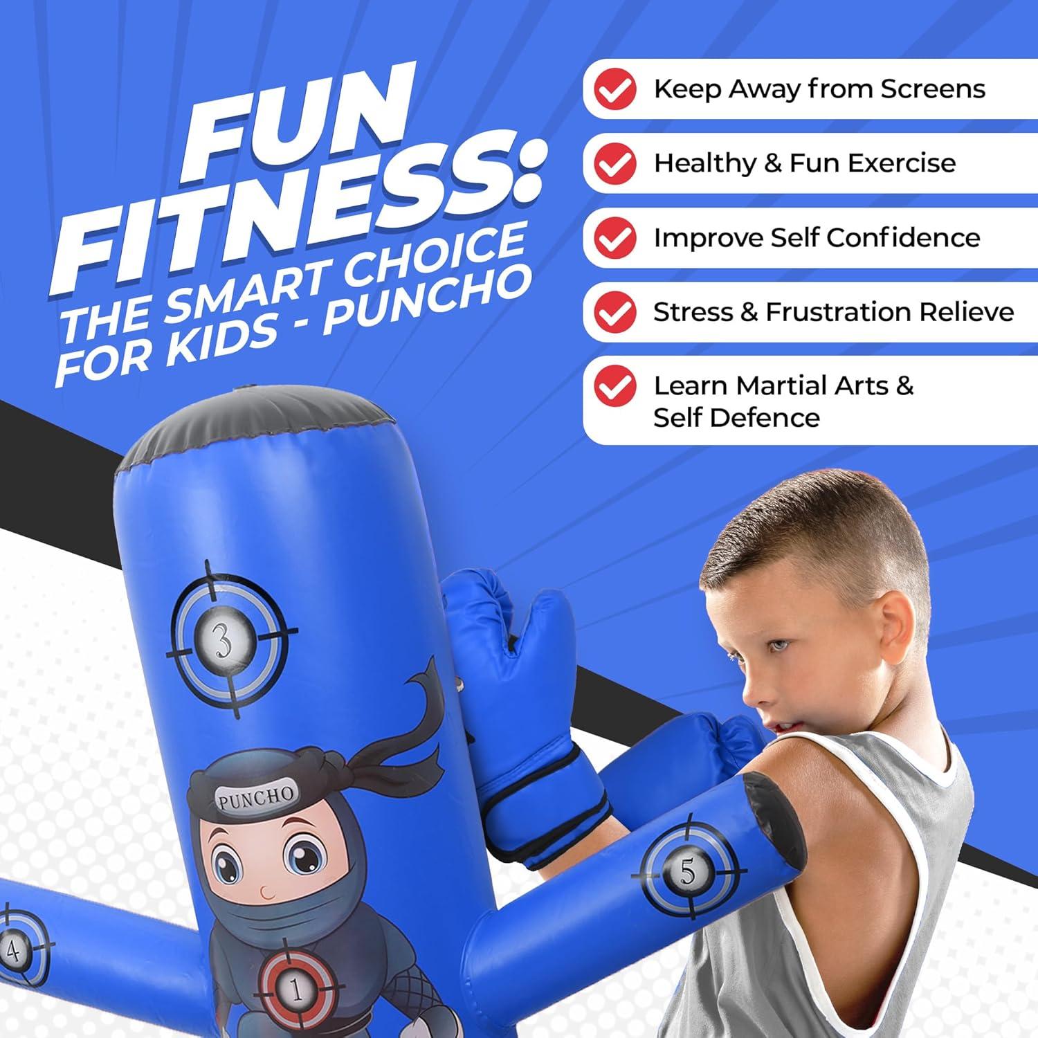 Saco de Boxeo Inflable para Niños YGA Sports 160 cm con Guantes