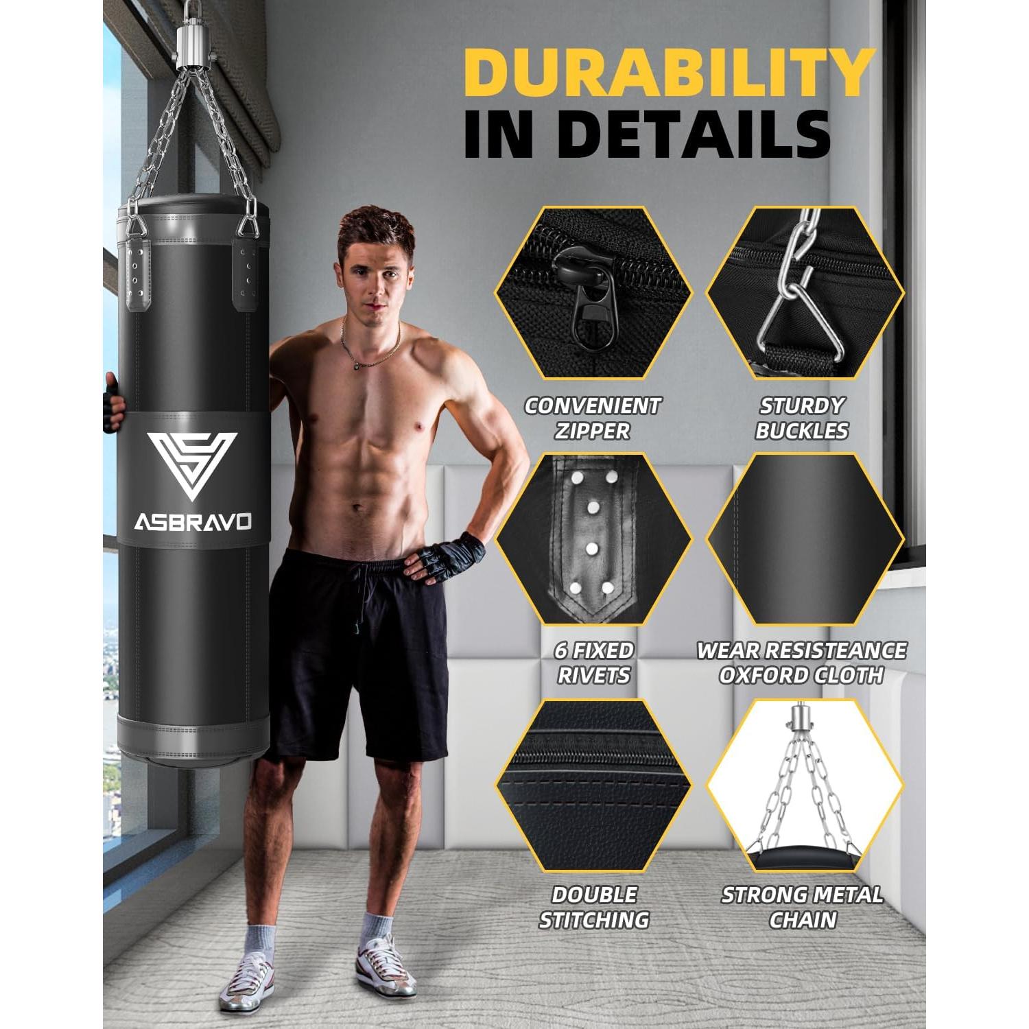 Saco de Boxeo ASBRAVO 4 pies + Guantes 12 oz + Accesorios