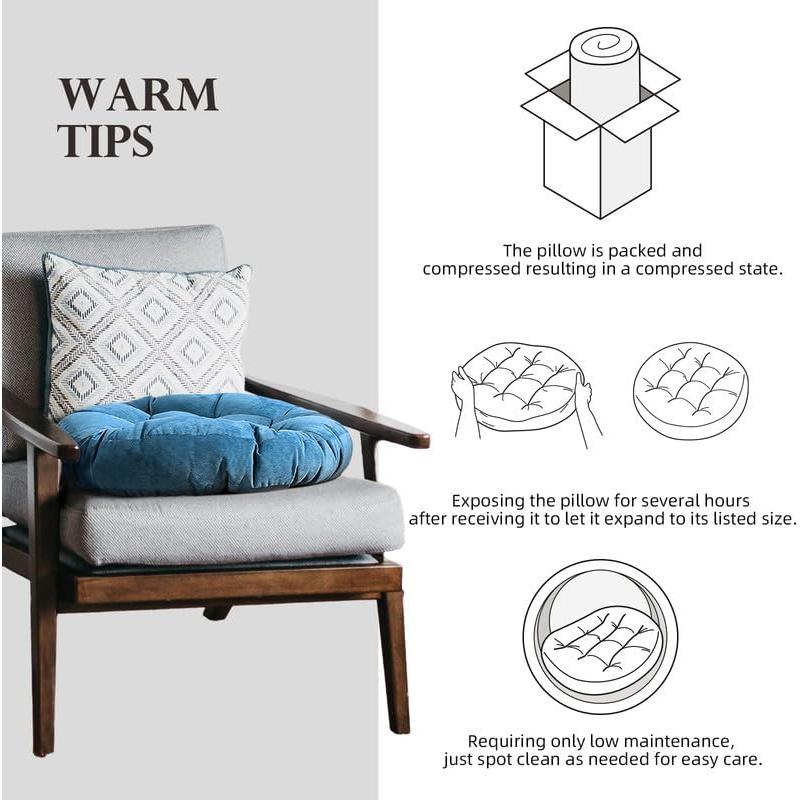 Juego de 2 Almohadas de Suelo Gfobip Redondas Terciopelo 42x42x7.6 cm