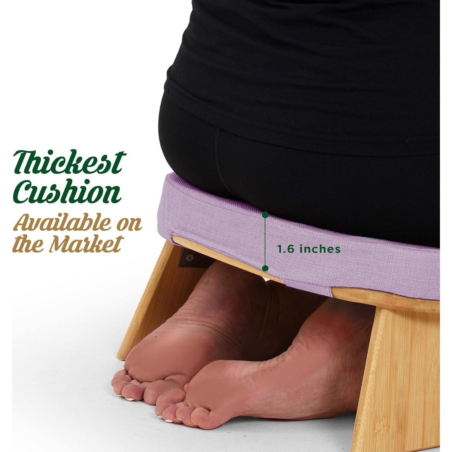 Banco de Meditación Monk & Llama - Plegable de Bambú Ergonómico