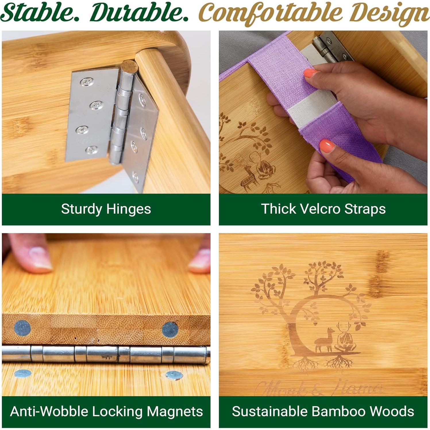 Banco de Meditación Monk & Llama - Plegable de Bambú Ergonómico