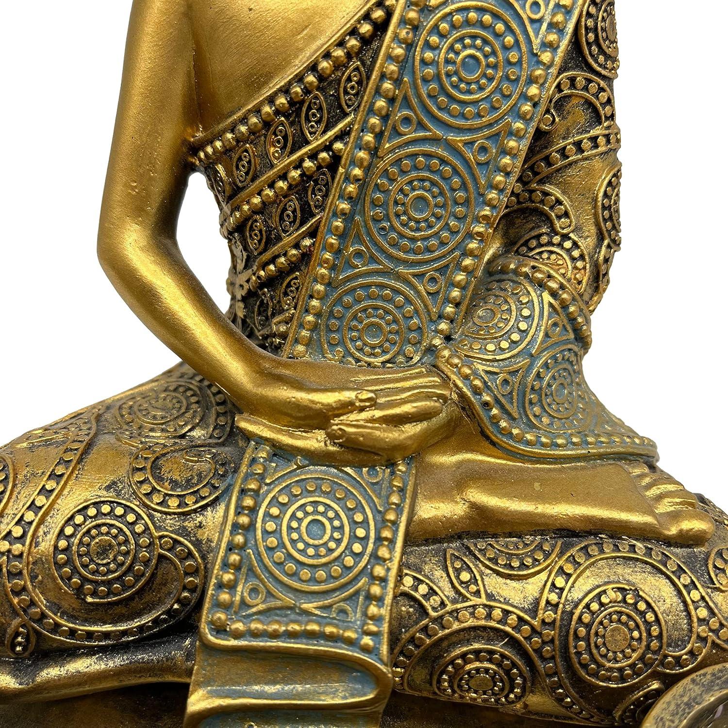 Estatua de Buda Meditador con 3 Portavelas ARTOS - Oro Antiguo