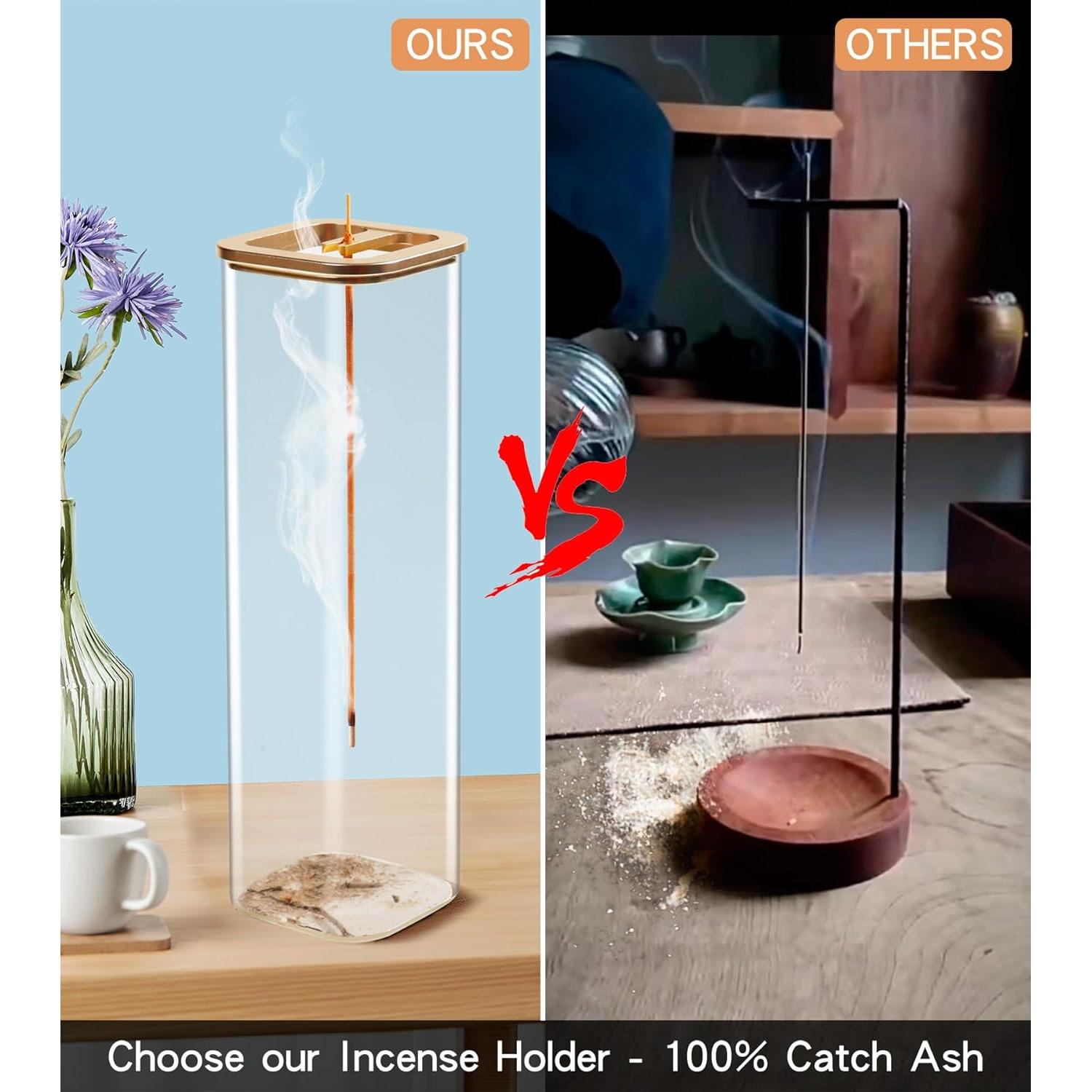 Soporte para Incienso Eavida con Recogedor de Cenizas - 2 Paquetes Oro Champán