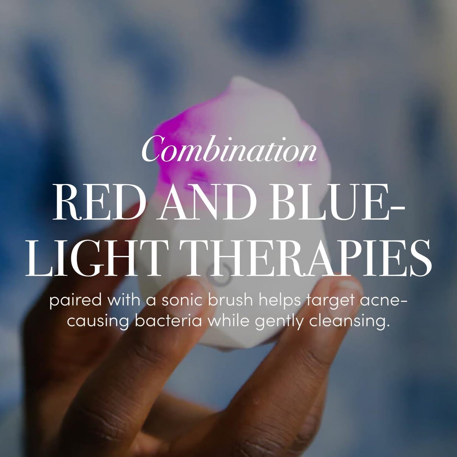 reVive Light Therapy Soniqué Mini Acne Cleanser, Battery-Operated Sonic Face Cleanser Brush with Blue & Red Light Therapy, Medical-Grade Acne Device for Face & Body, Water-Resistant