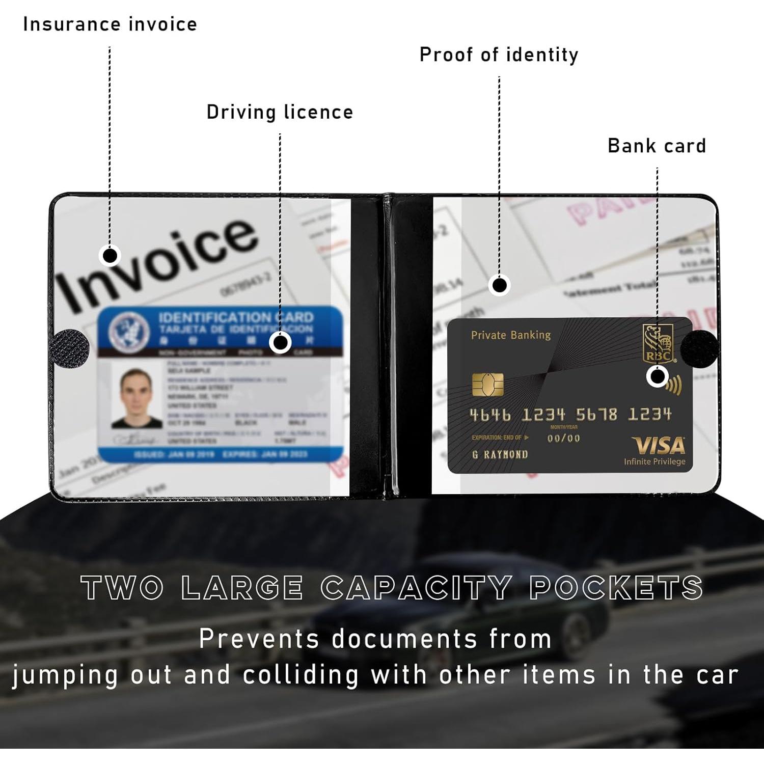 Portadocumentos Ziciner para Registro y Seguro de Auto Negro