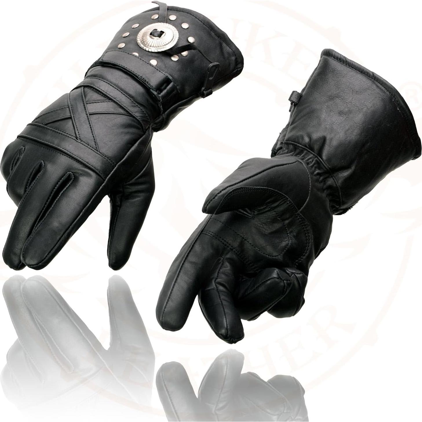 Guantes de motocicleta Milwaukee Leather SH231 de cuero negro térmicos