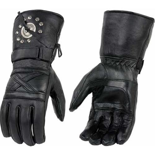 Guantes de motocicleta Milwaukee Leather SH231 de cuero negro térmicos