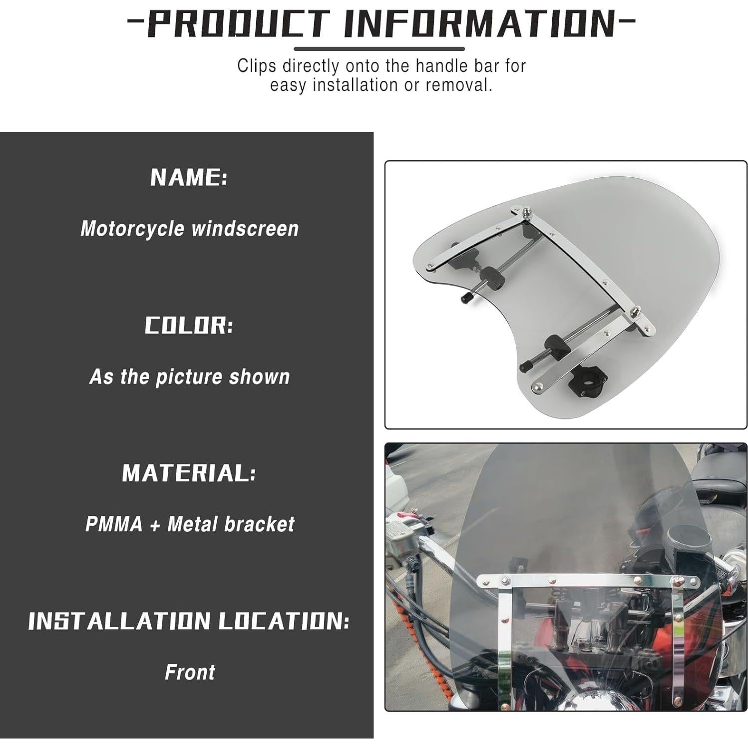 Parabrisas Onda DREAMIZER Negro 45.72x40.64cm para Motocicleta