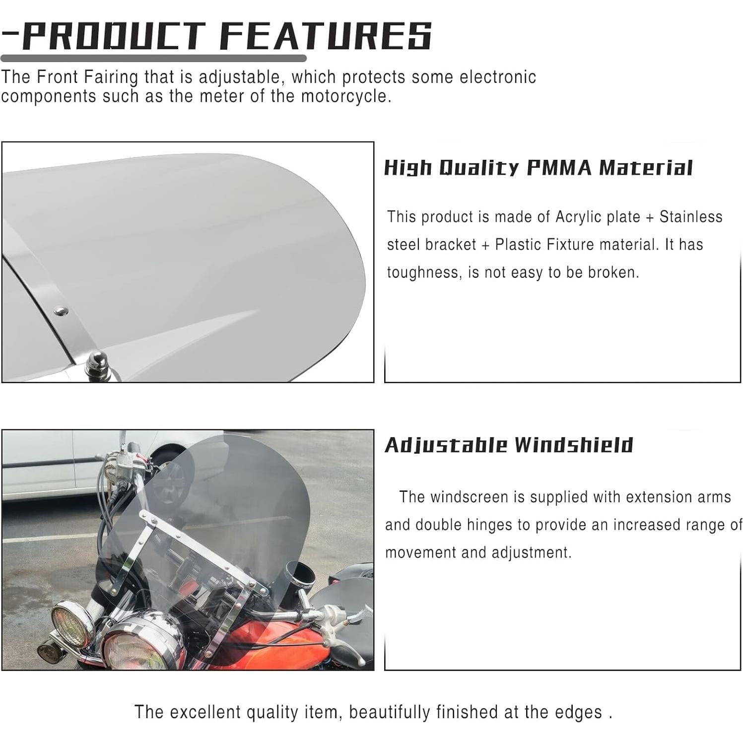 Parabrisas Onda DREAMIZER Negro 45.72x40.64cm para Motocicleta