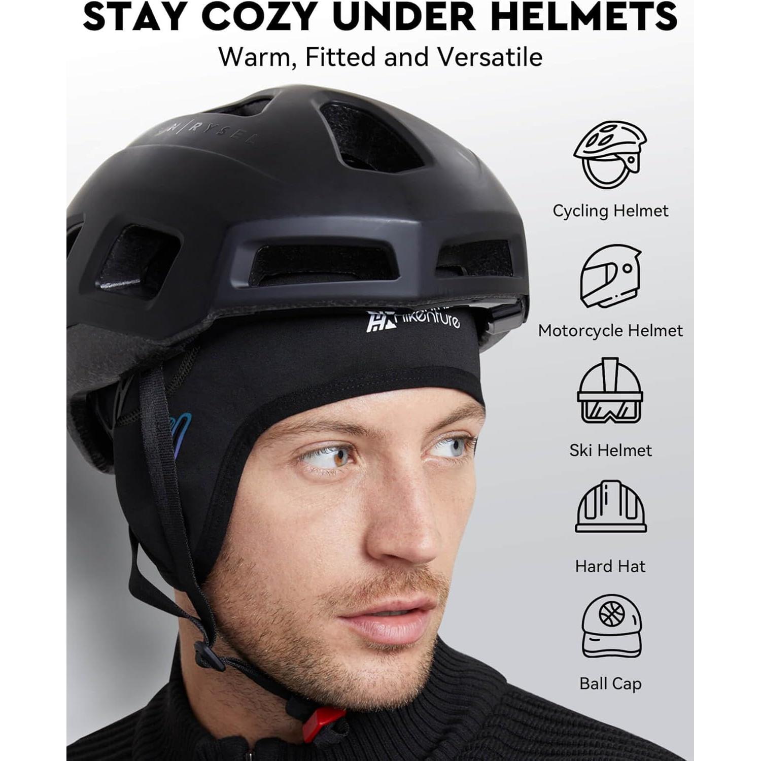 Gorro Térmico para Casco Hikenture Unisex Negro con Agujeros para Gafas