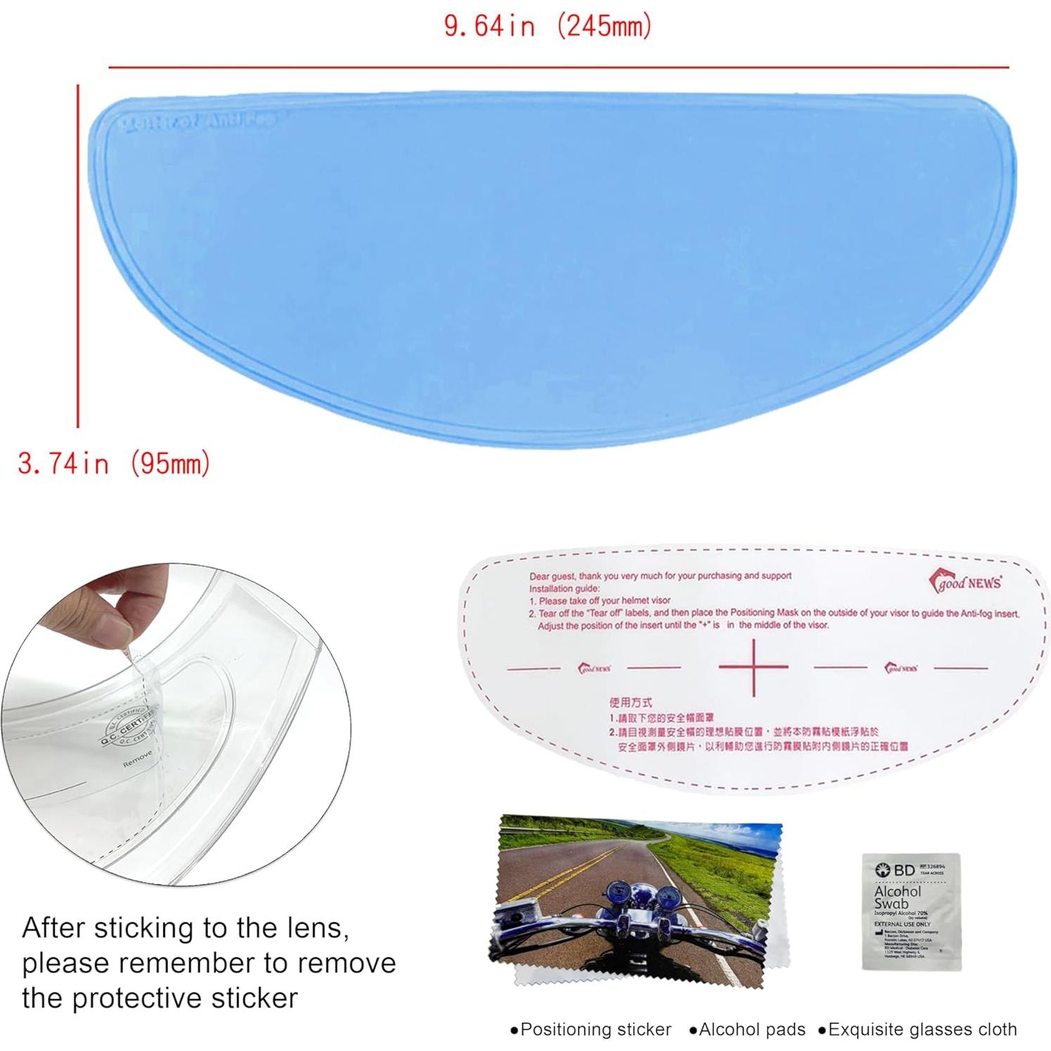 Película Anti-Niebla para Casco de Motocicleta XII Azul Polarizado