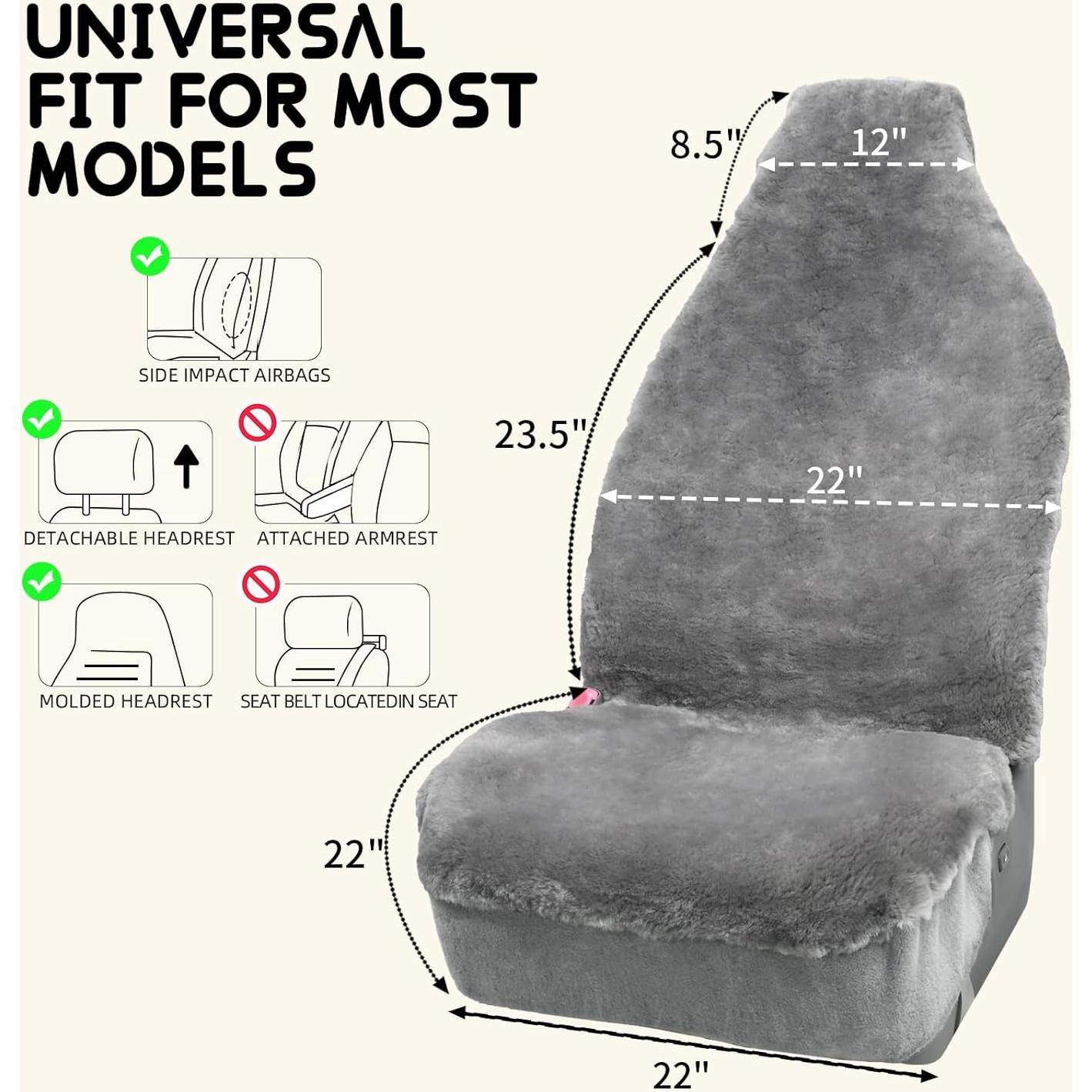 Cubierta de Asiento de Piel de Oveja Aegis Gris Universal