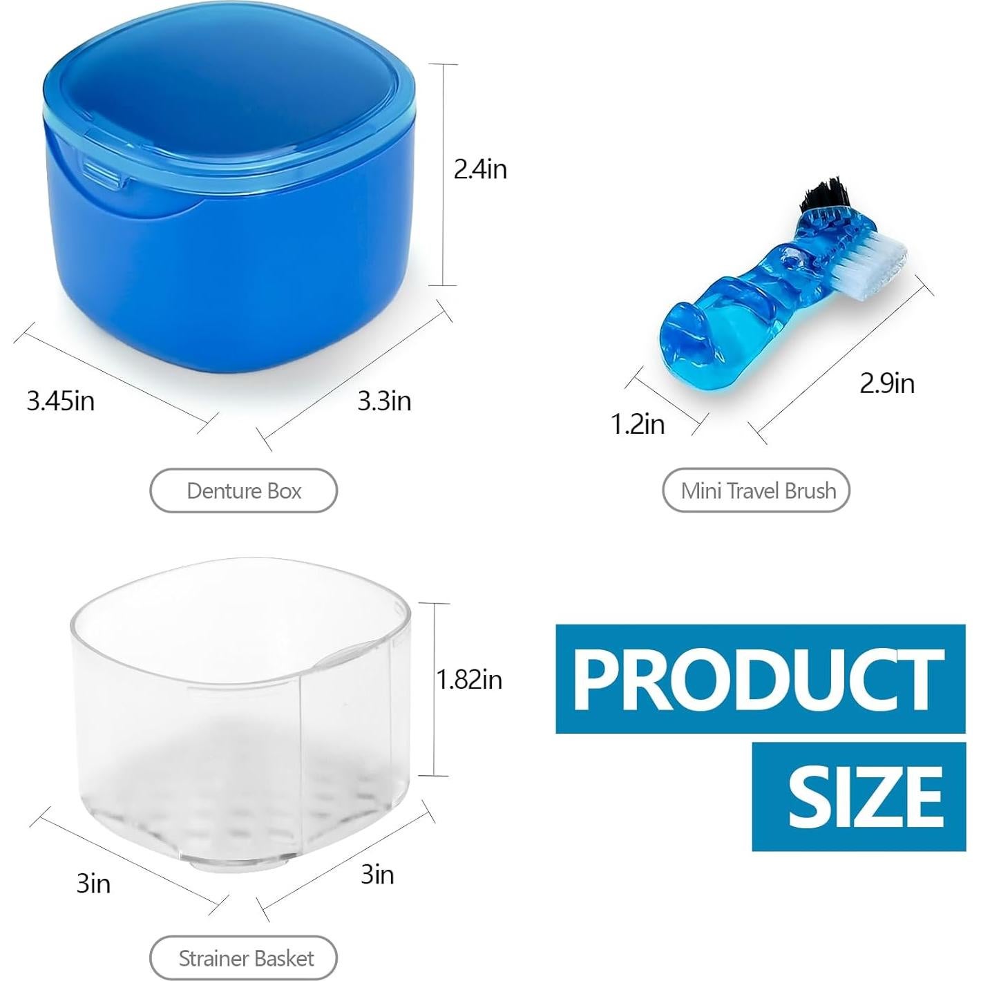 Caja de Limpieza de Dentaduras EZEELAI Azul 9.19x8.78x6.70 cm