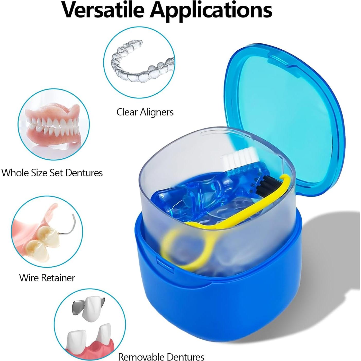 Caja de Limpieza de Dentaduras EZEELAI Azul 9.19x8.78x6.70 cm