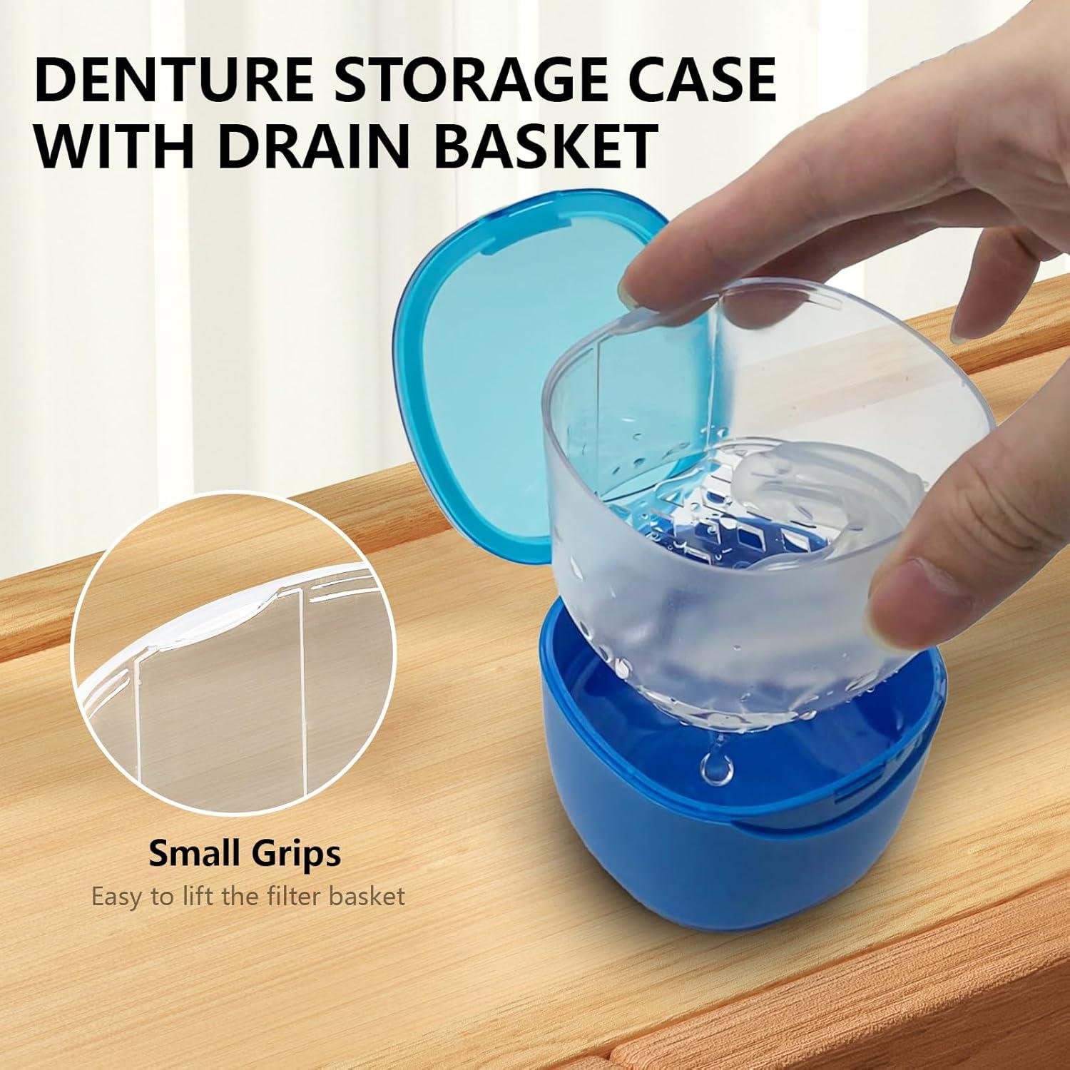 Caja de Limpieza de Dentaduras EZEELAI Azul 9.19x8.78x6.70 cm